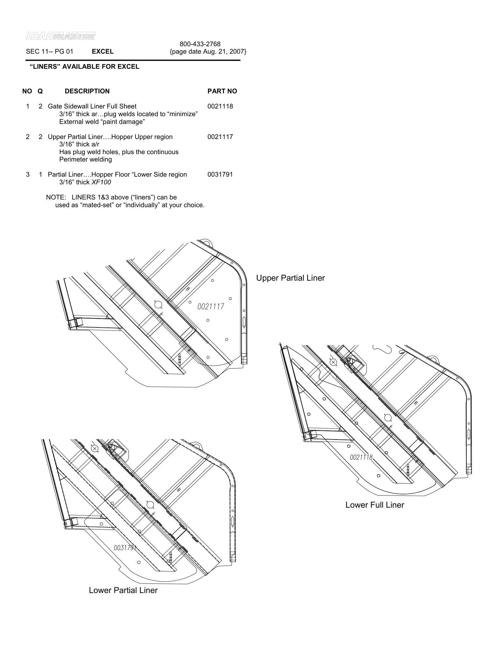 “LINERS” AVAILABLE FOR EXCEL