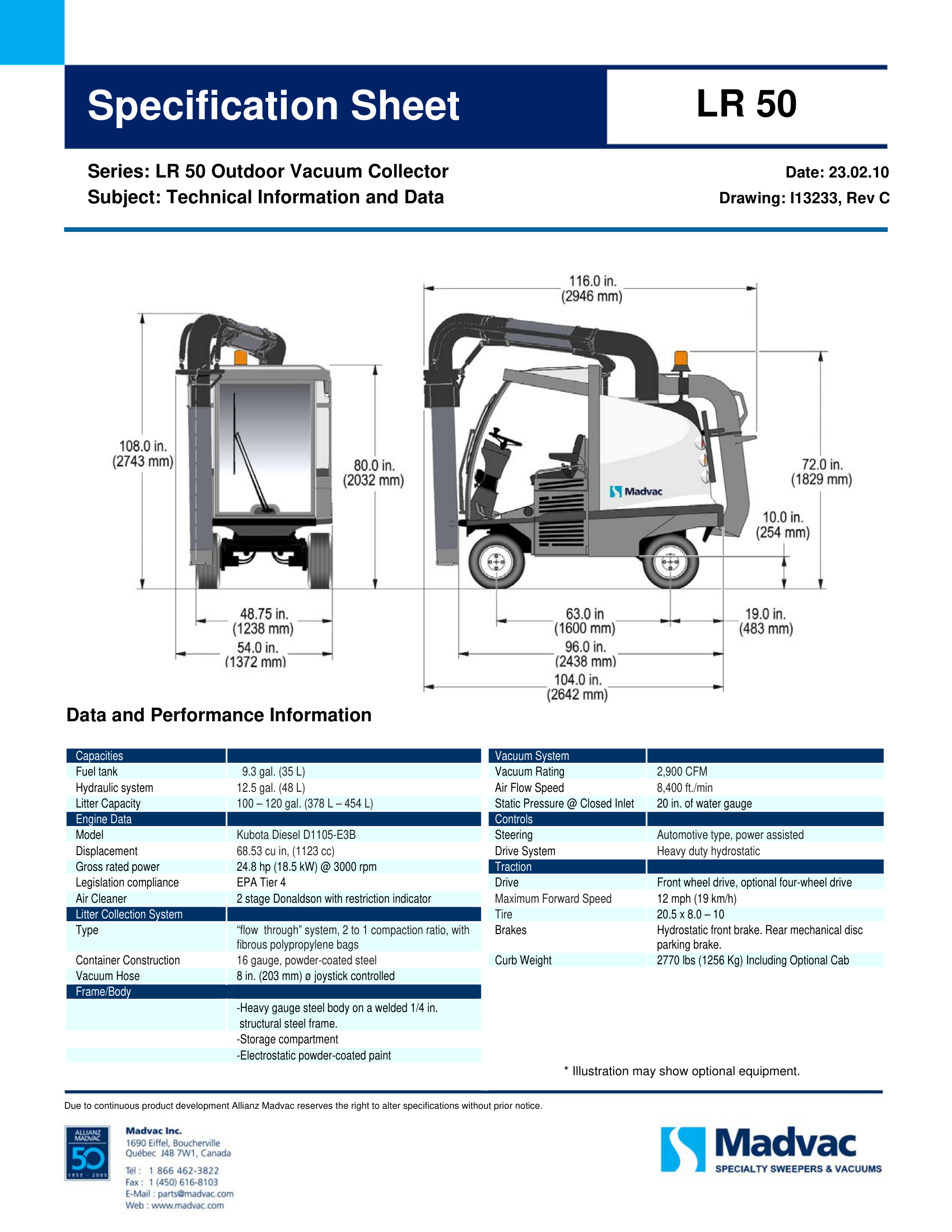 Specifications - LR50