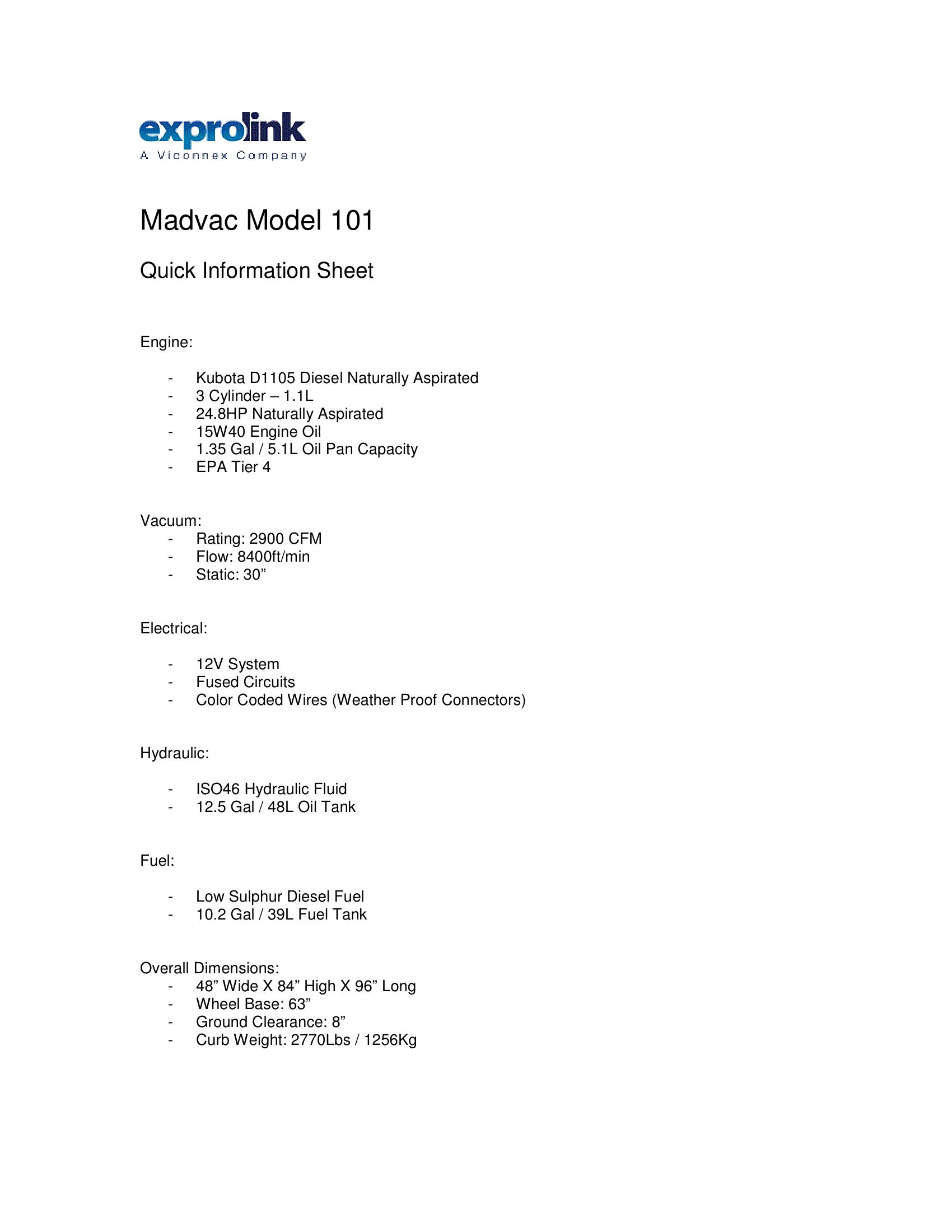 Quick Information Sheet - 101