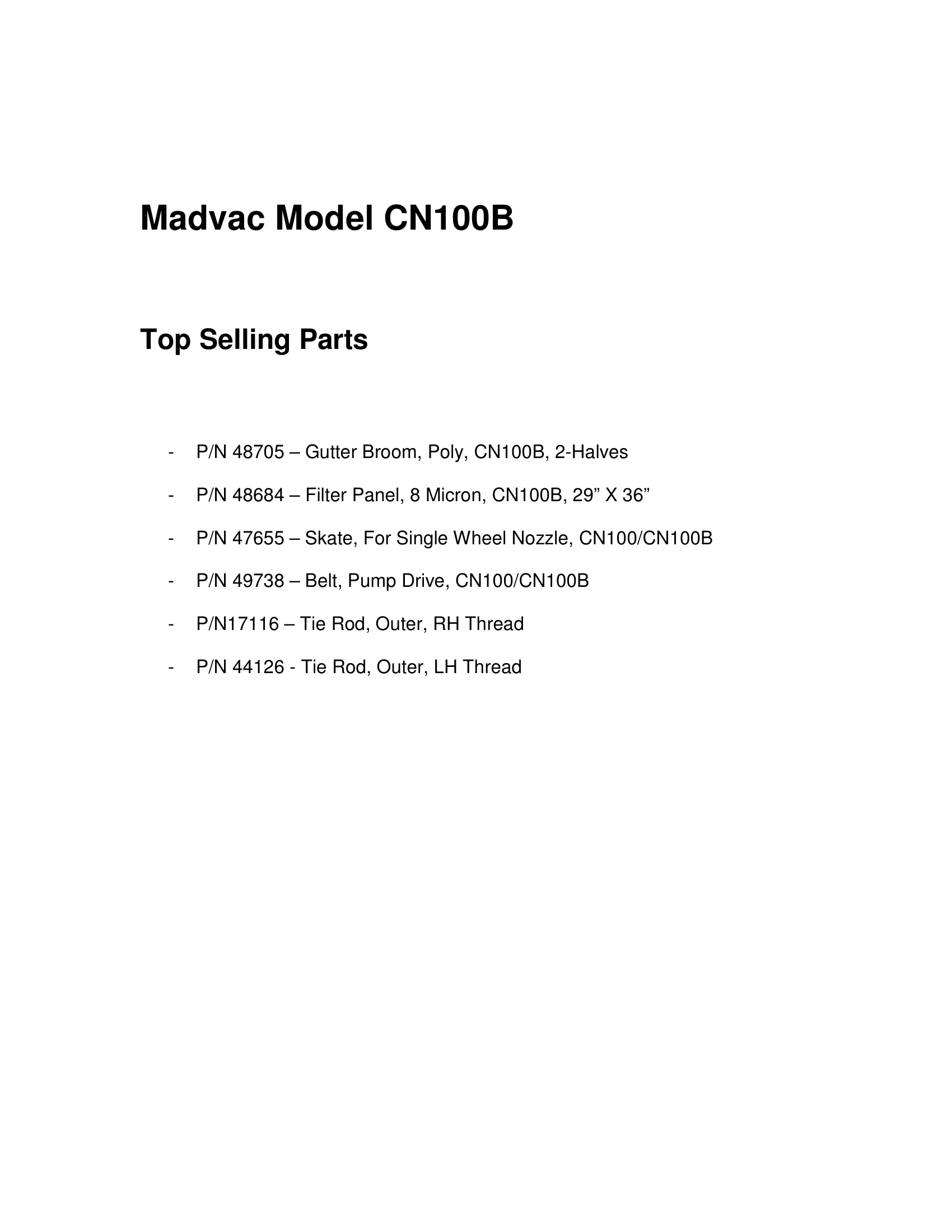 Top Selling Parts - CN100-B