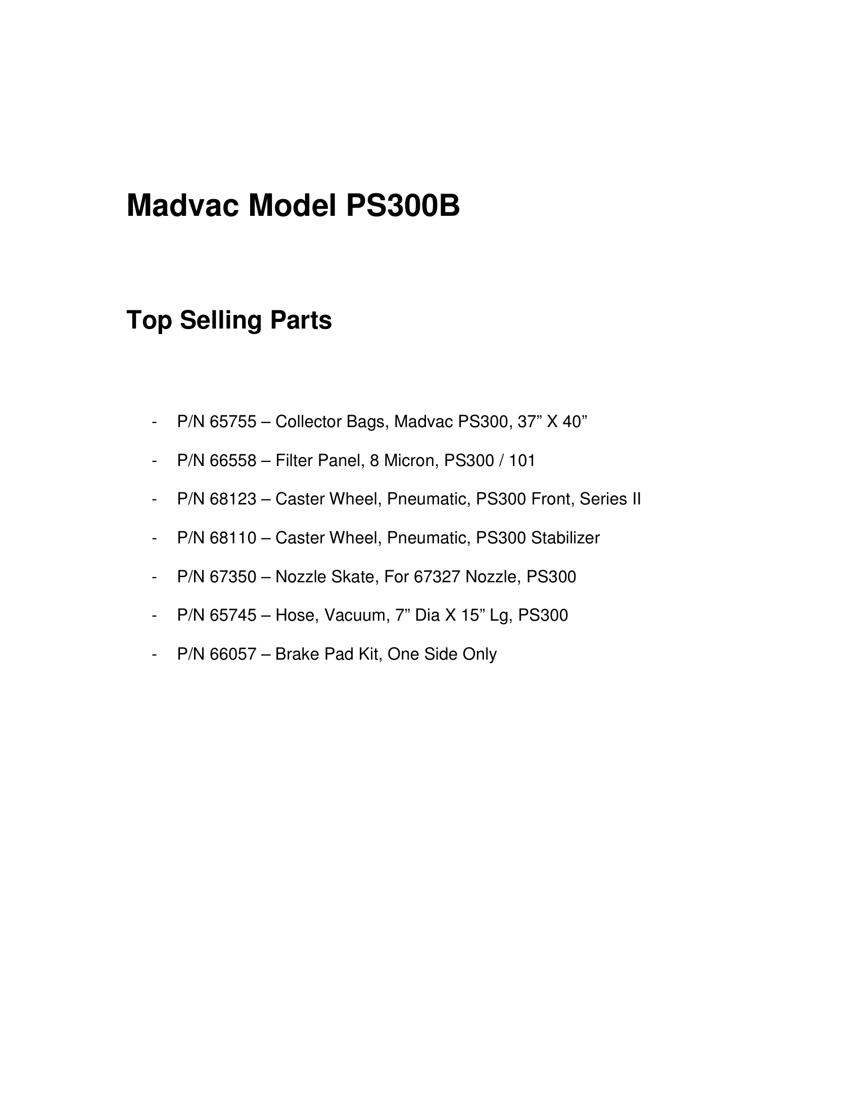Top Selling Parts - PS300B