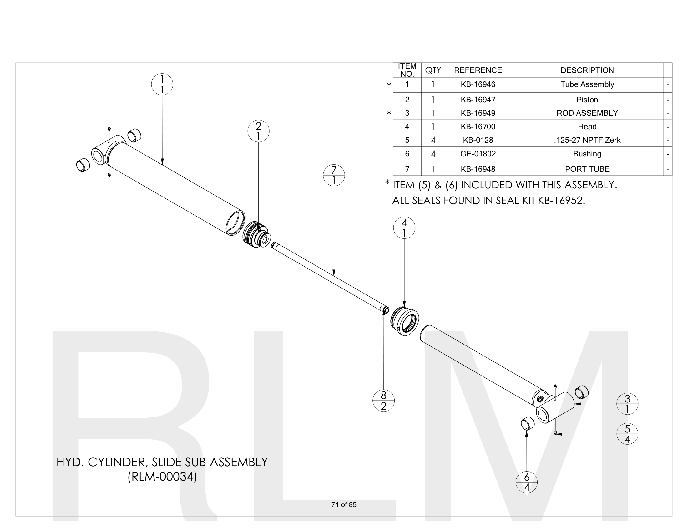 Hyd. Cylinder, Slide (RLM-00034)