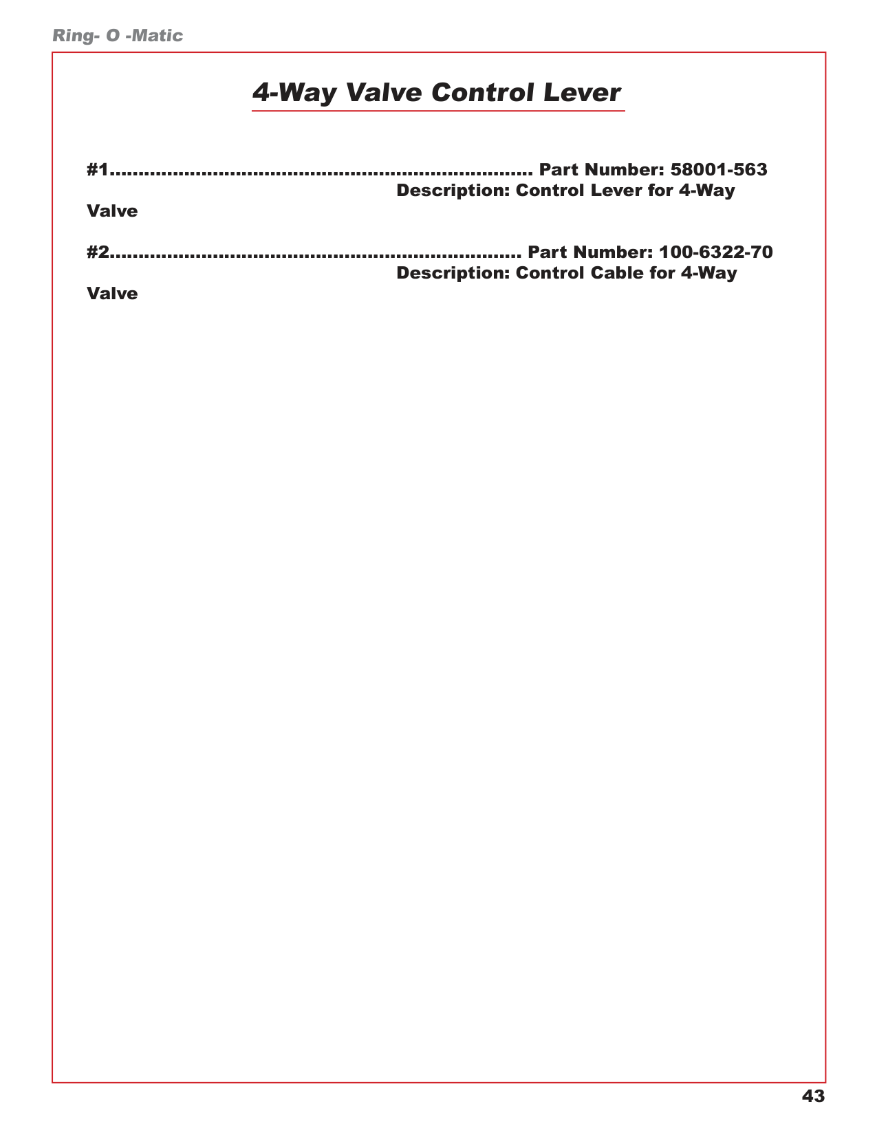 4-Way Valve Control Lever
