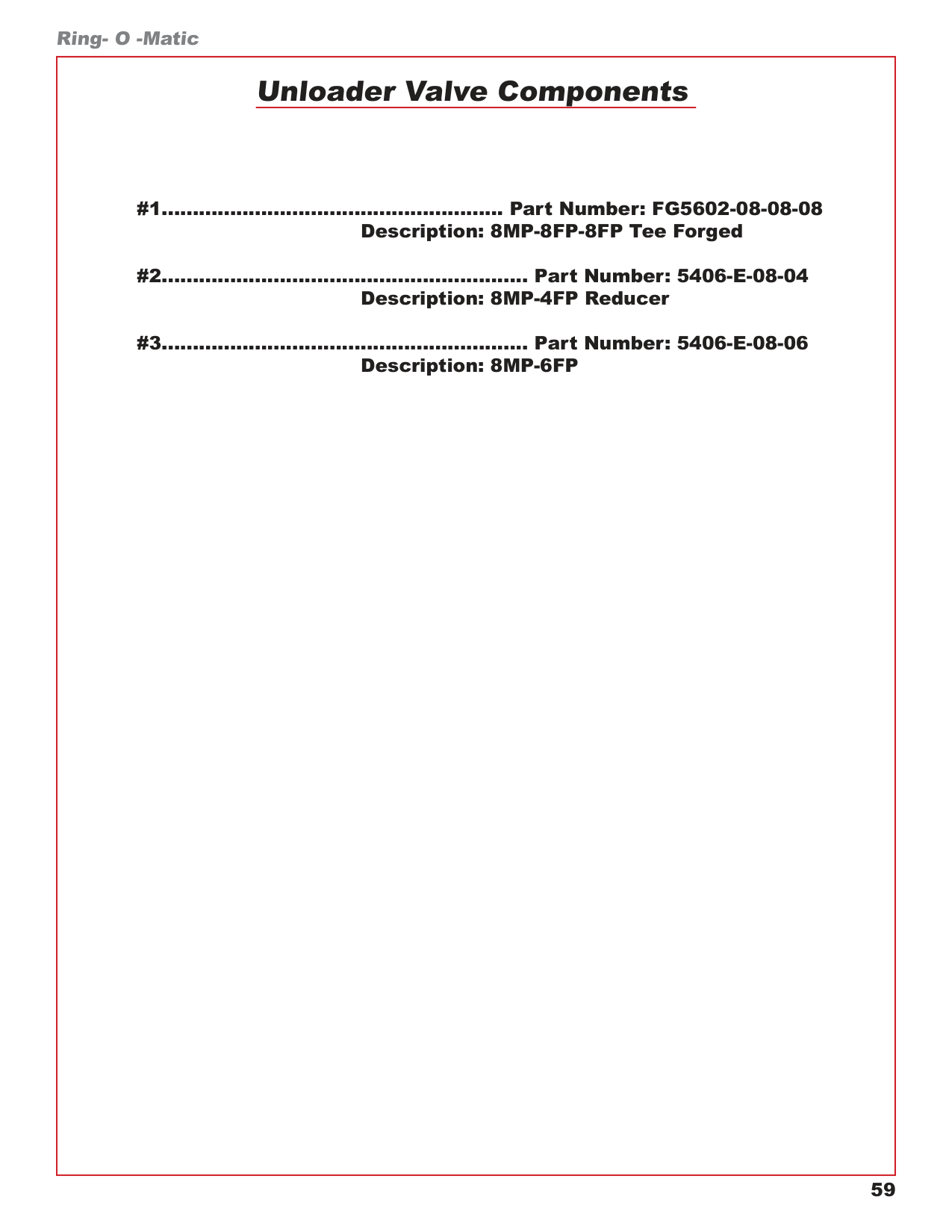 Unloader Valve Components