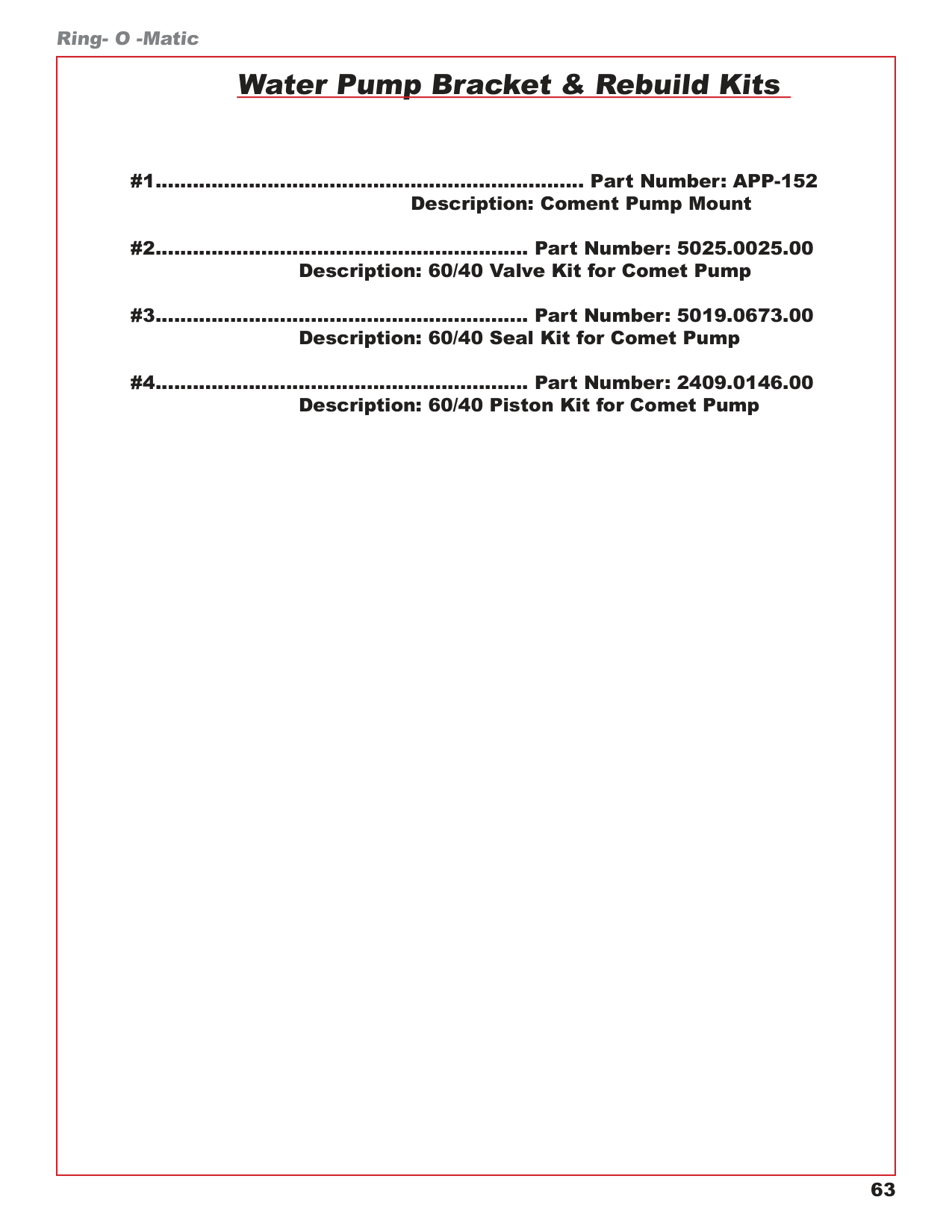 Water Pump Bracket & Rebuild Kits