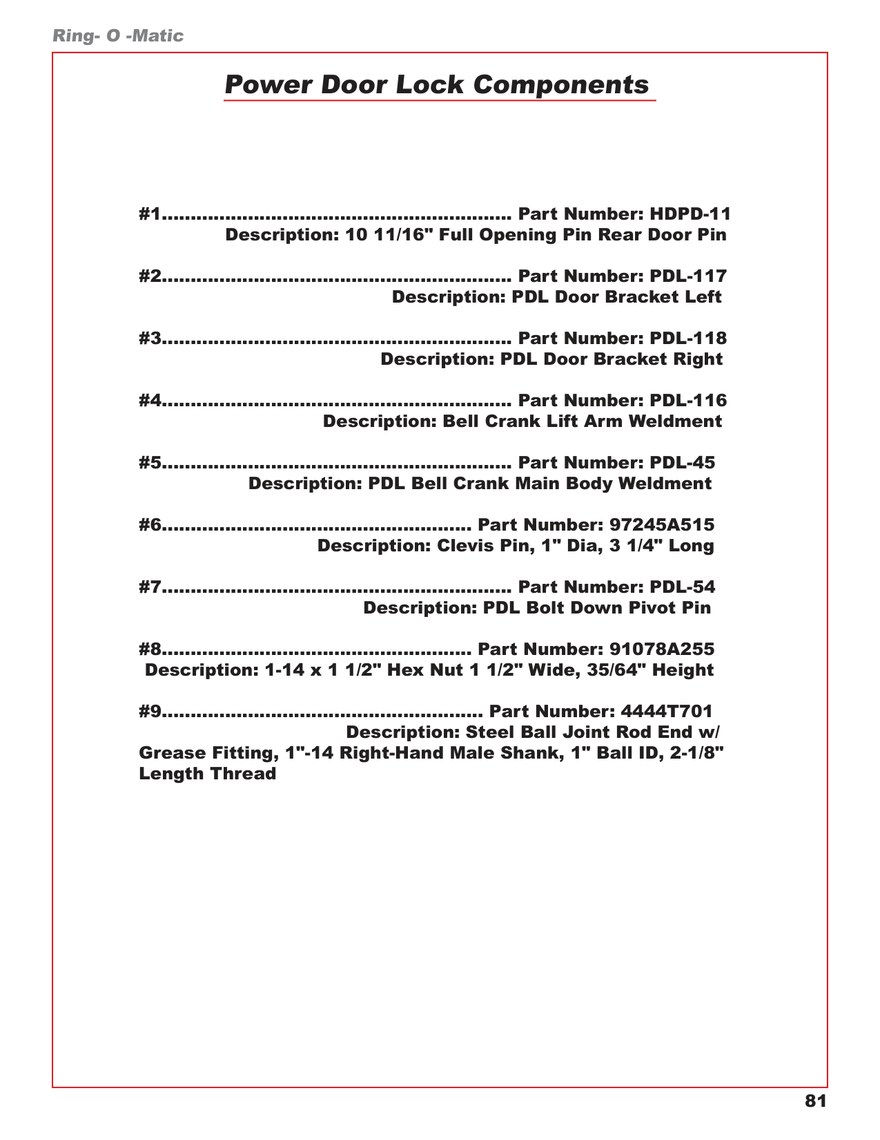 Power Door Lock Components