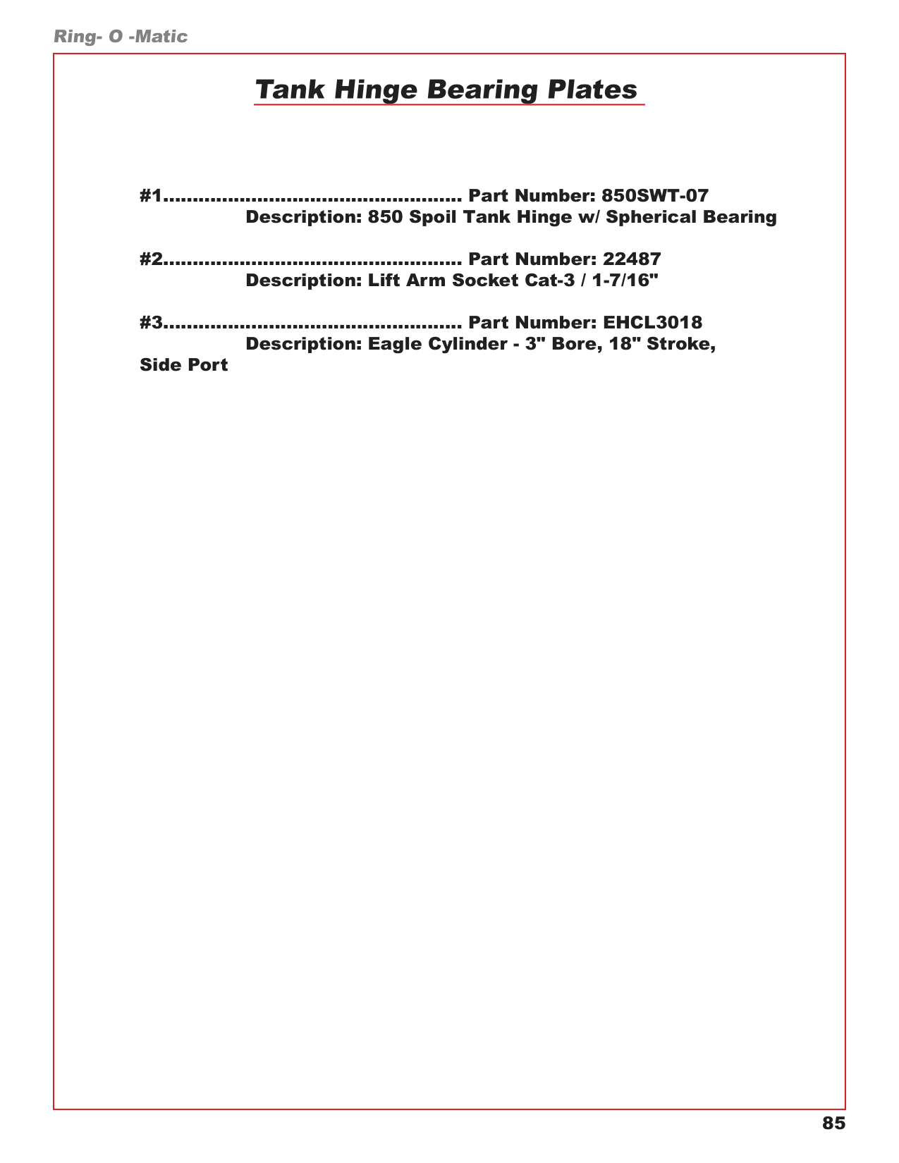 Tank Hinge Bearing Plates