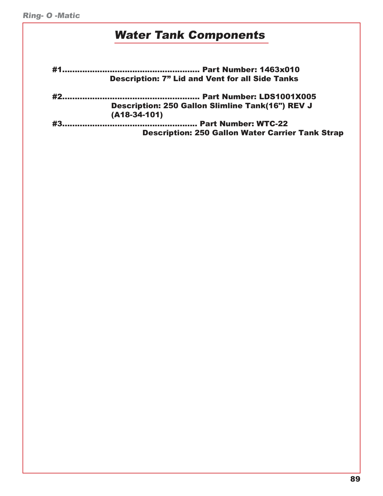 Water Tank Components