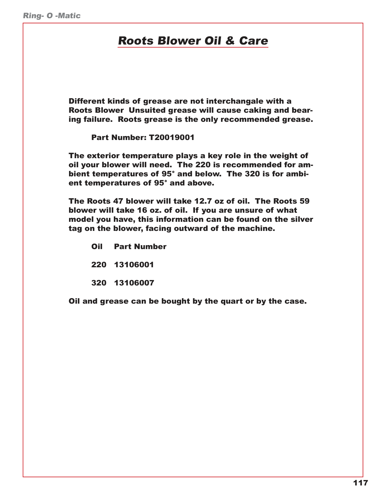 Roots Blower Oil & Care