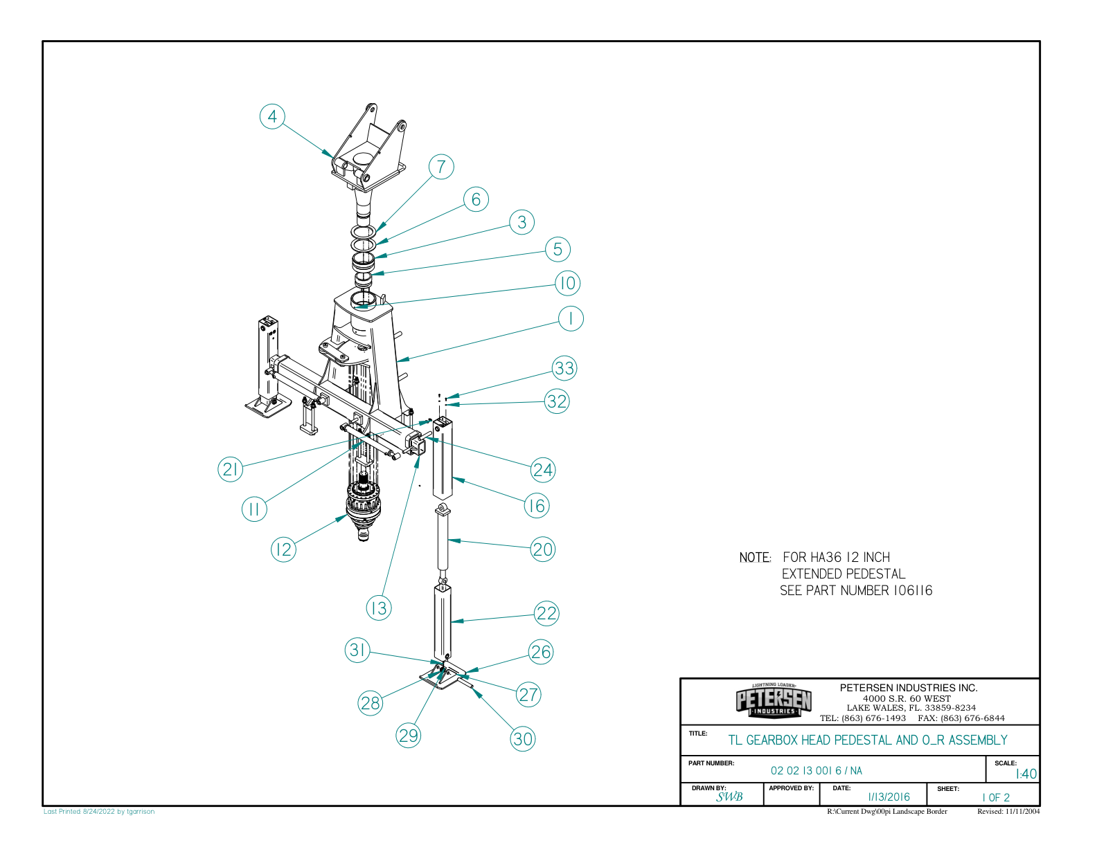 TL GEARBOX HEAD PEDESTAL AND O_R ASSEMBLY