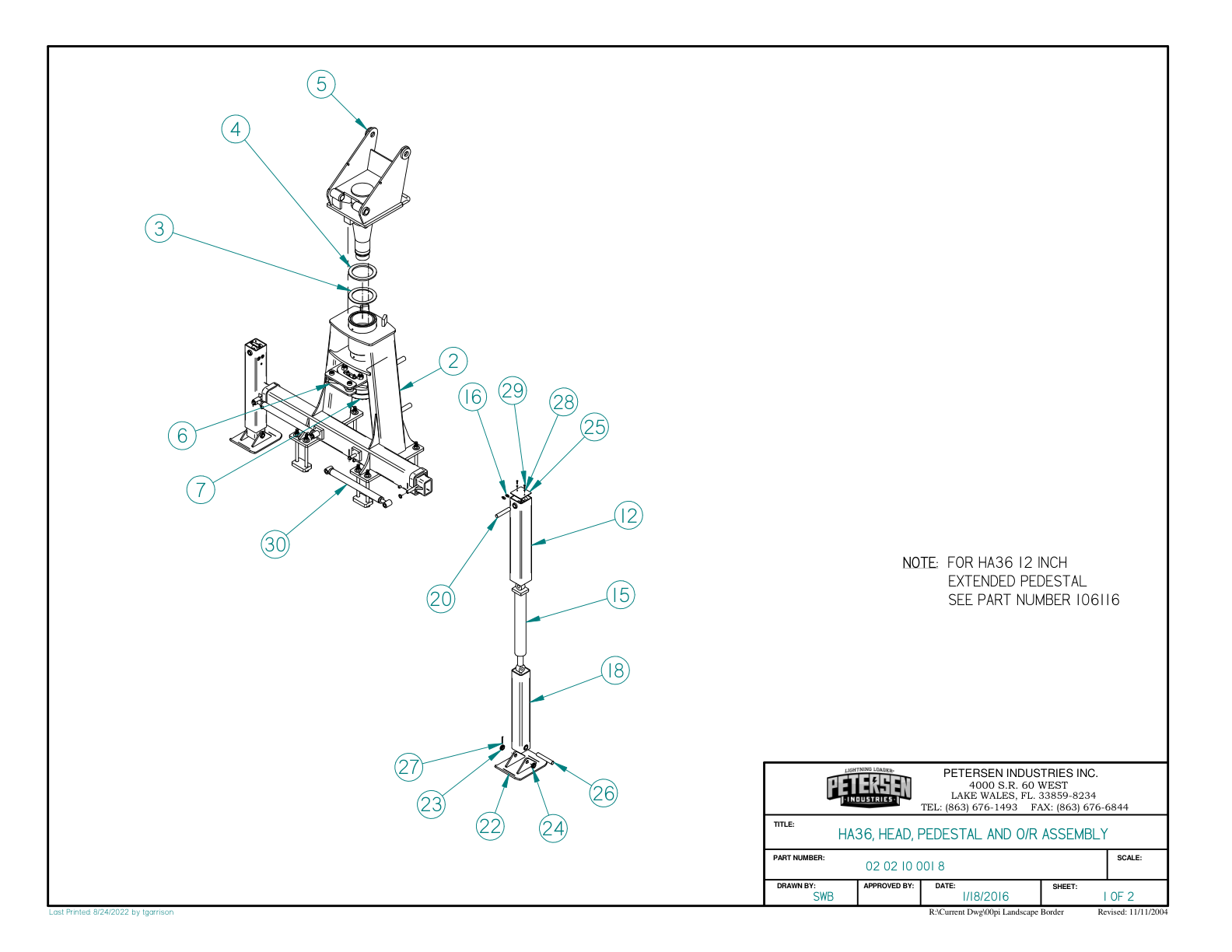 HA36, HEAD, PEDESTAL AND O/R ASSEMBLY