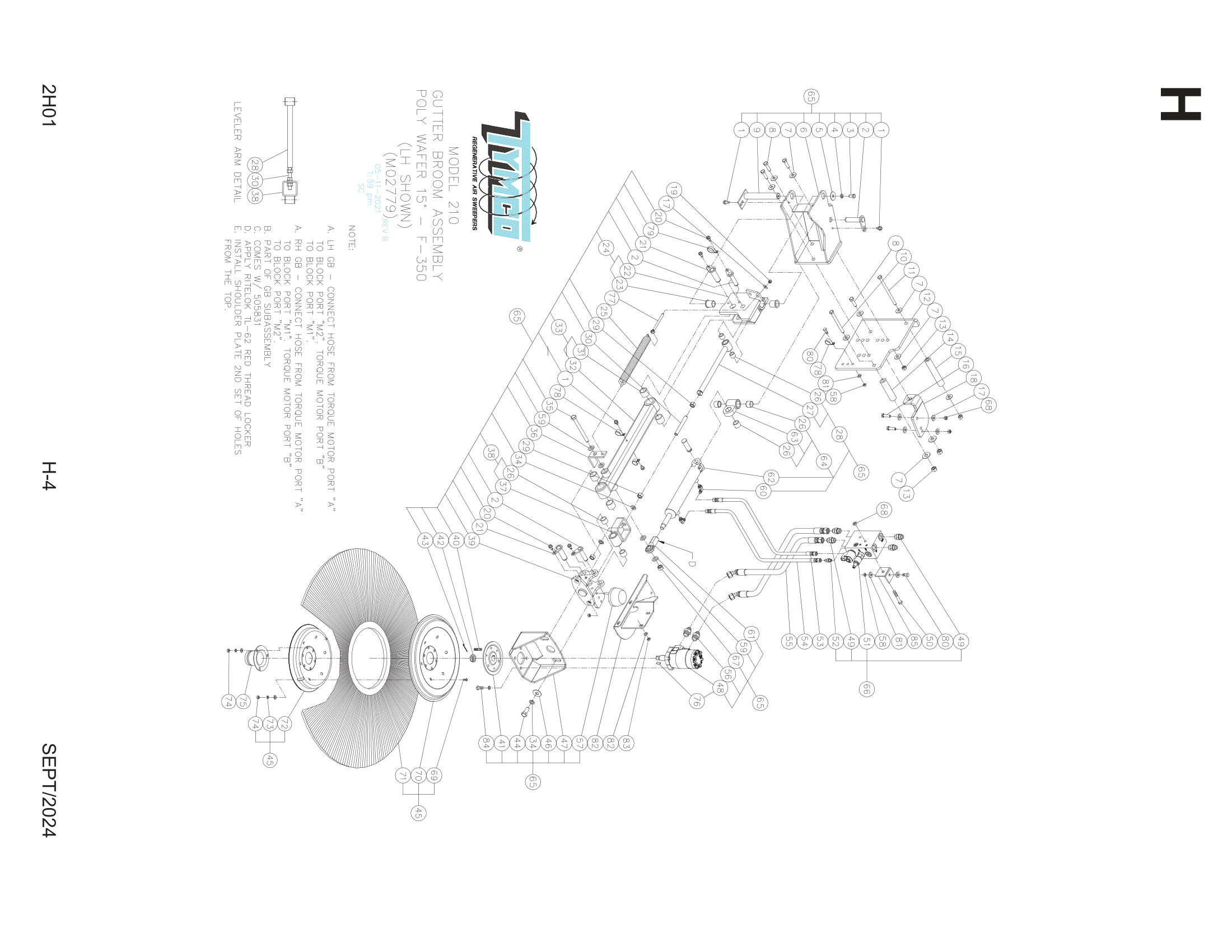GUTTER BROOM ASSEMBLY POLY WAFER 15° - FORD