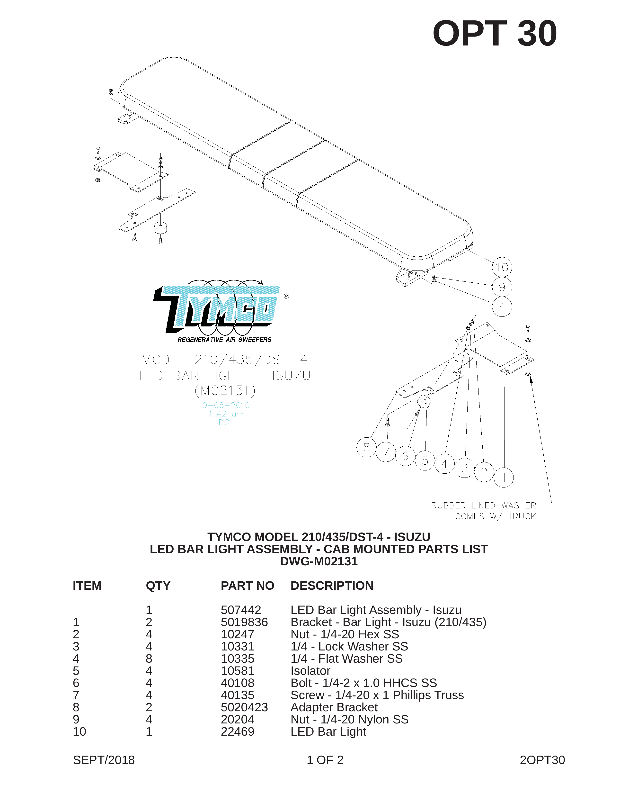 TYMCO MODEL 210/435/DST-4 - ISUZU