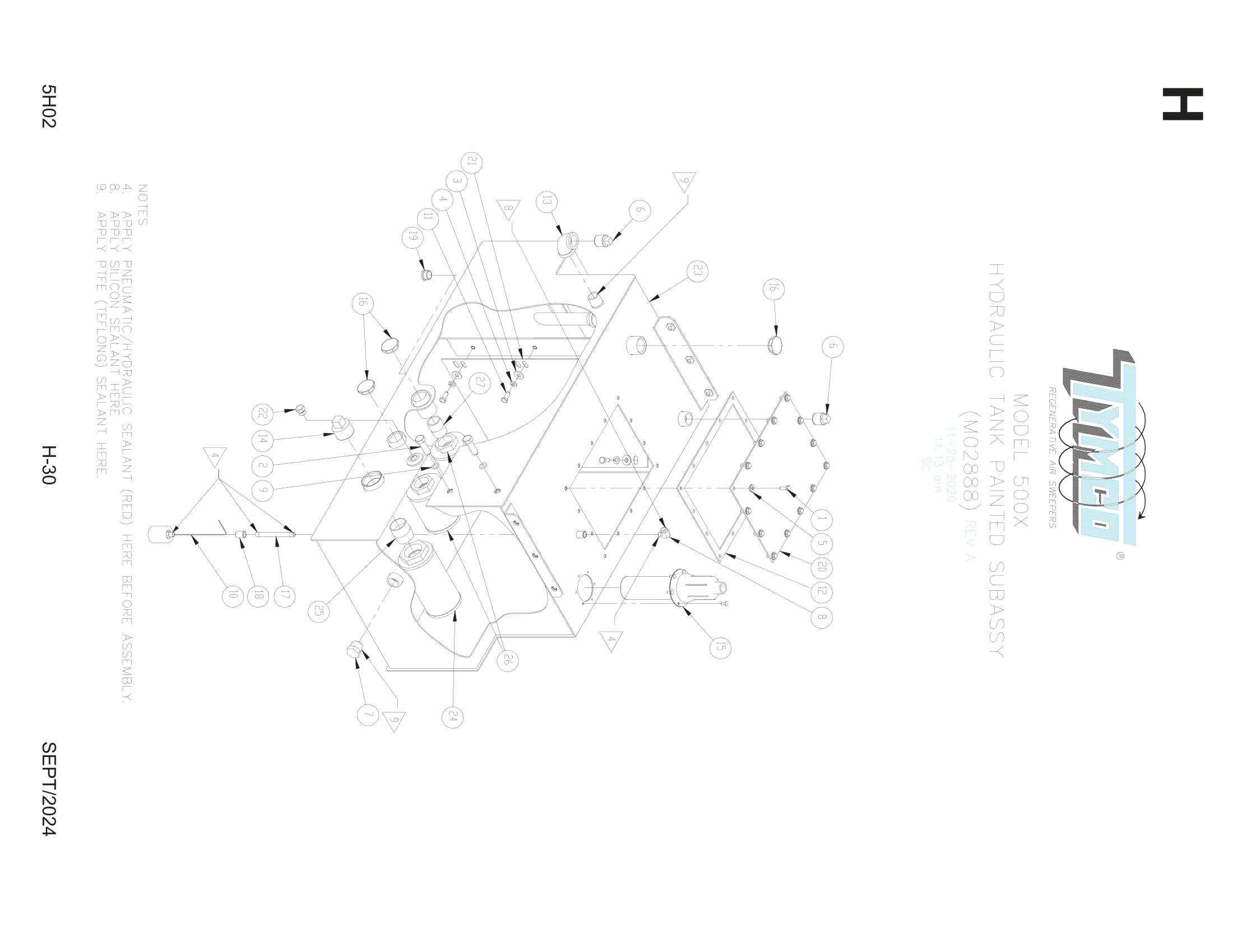 HYDRAULIC RESERVOIR PAINTED SUBAssembly