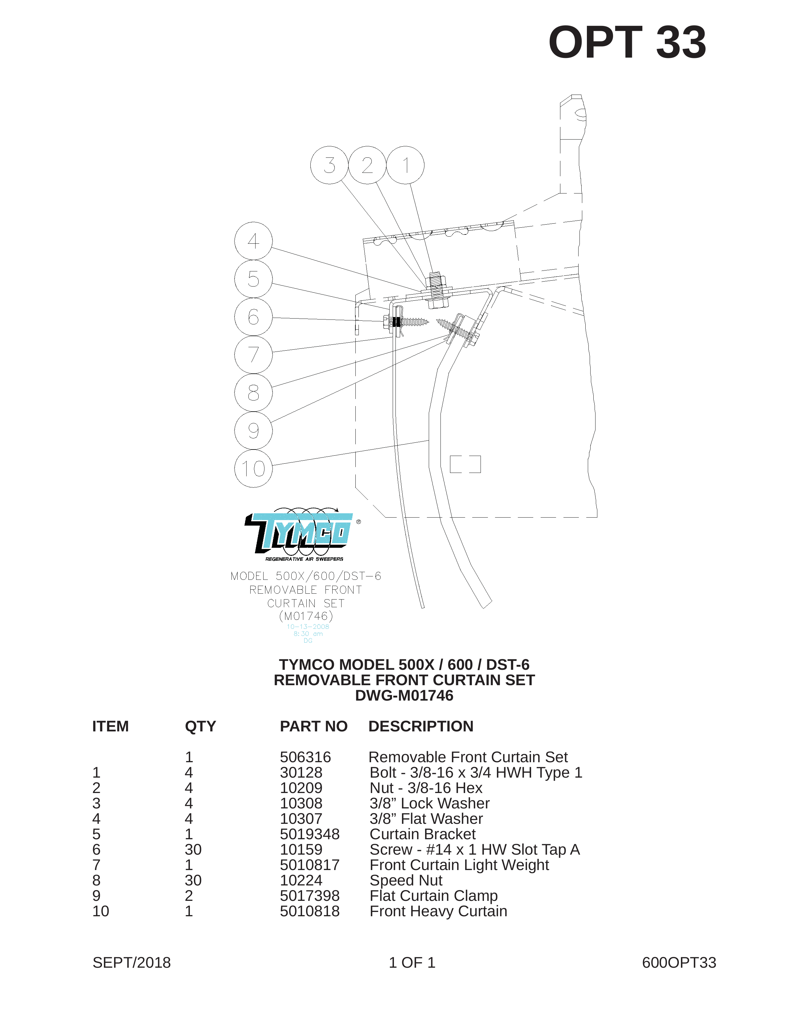 TYMCO MODEL 500X / 600 / DST-6