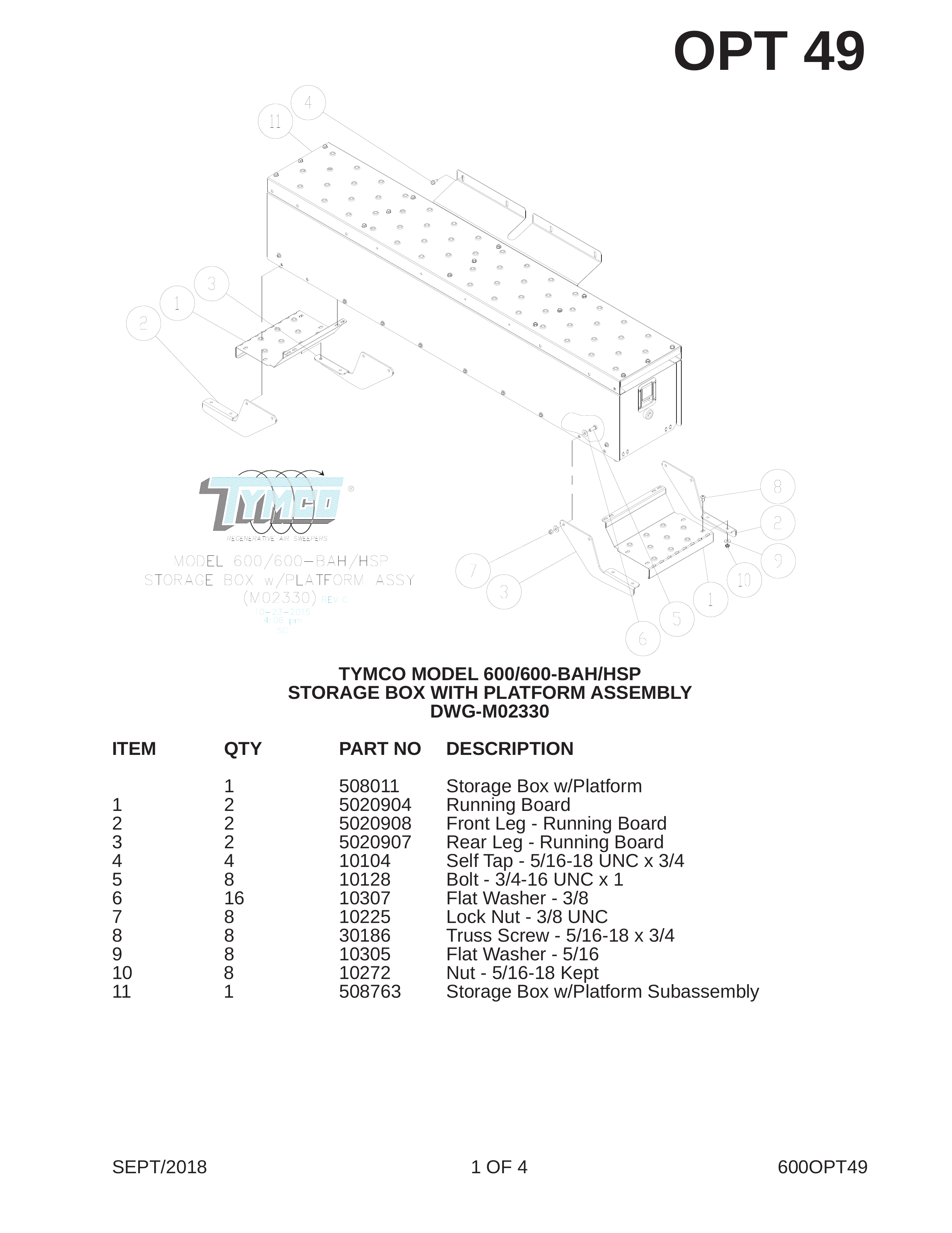 TYMCO MODEL 600/600-BAH/HSP