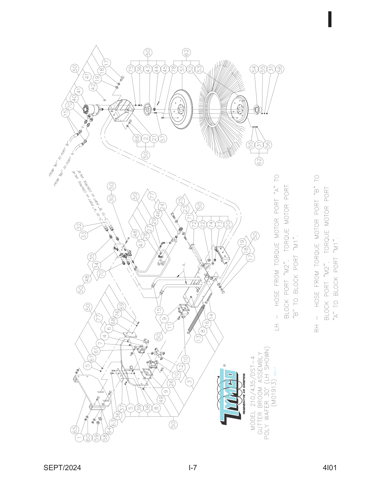 GUTTER BROOM ASSEMBLY - POLY WAFER 30°