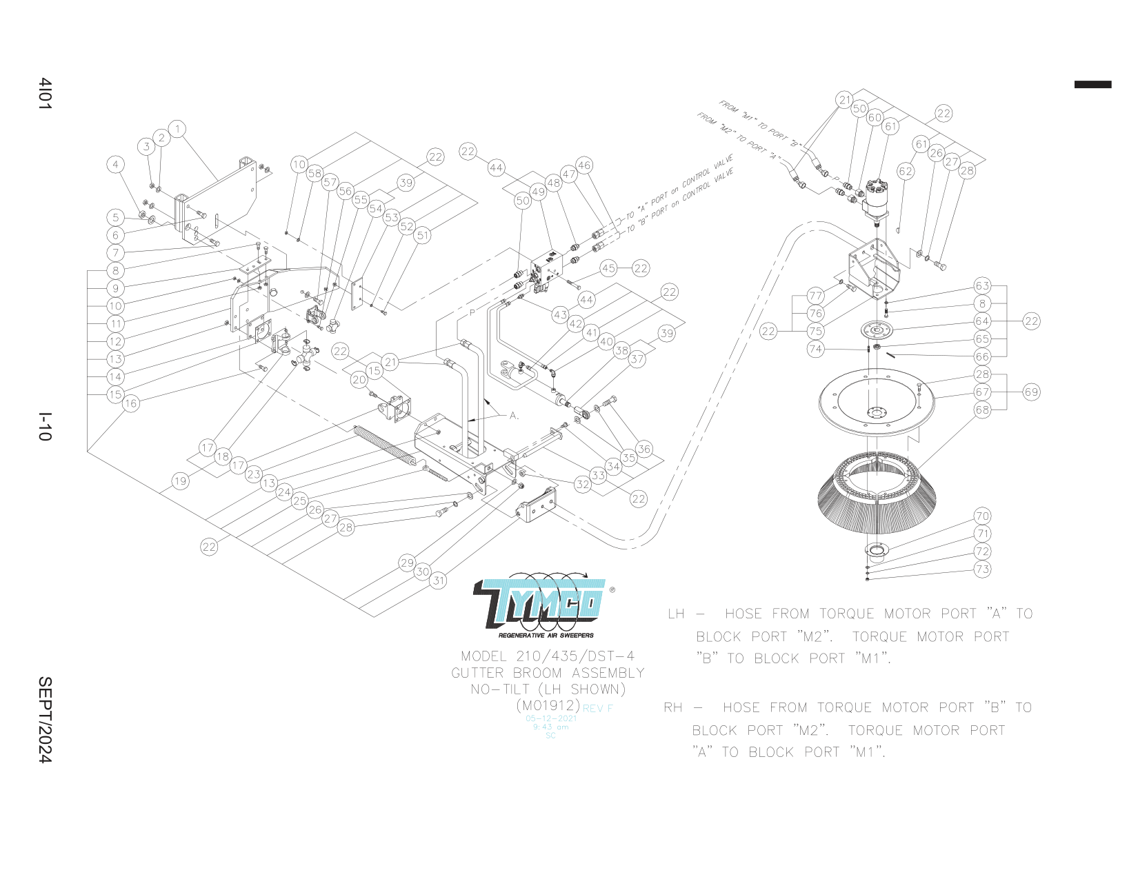 GUTTER BROOM ASSEMBLY NO-TILT