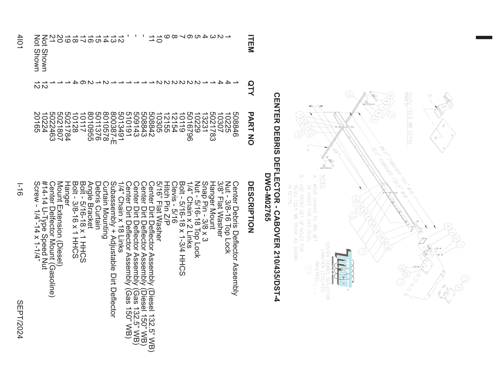 CENTER DEBRIS DEFLECTOR - CABOVER 210/435/DST-4