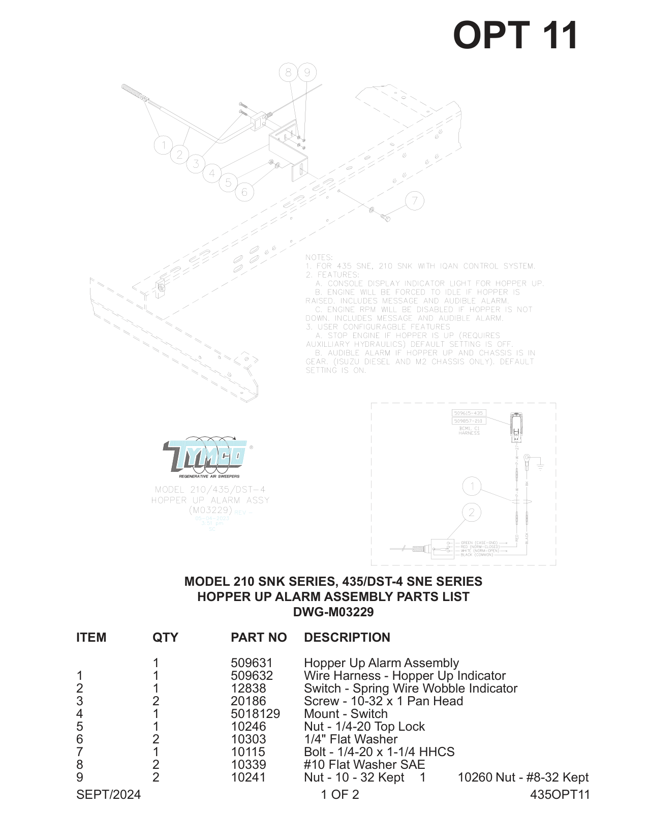 HOPPER UP ALARM Assembly