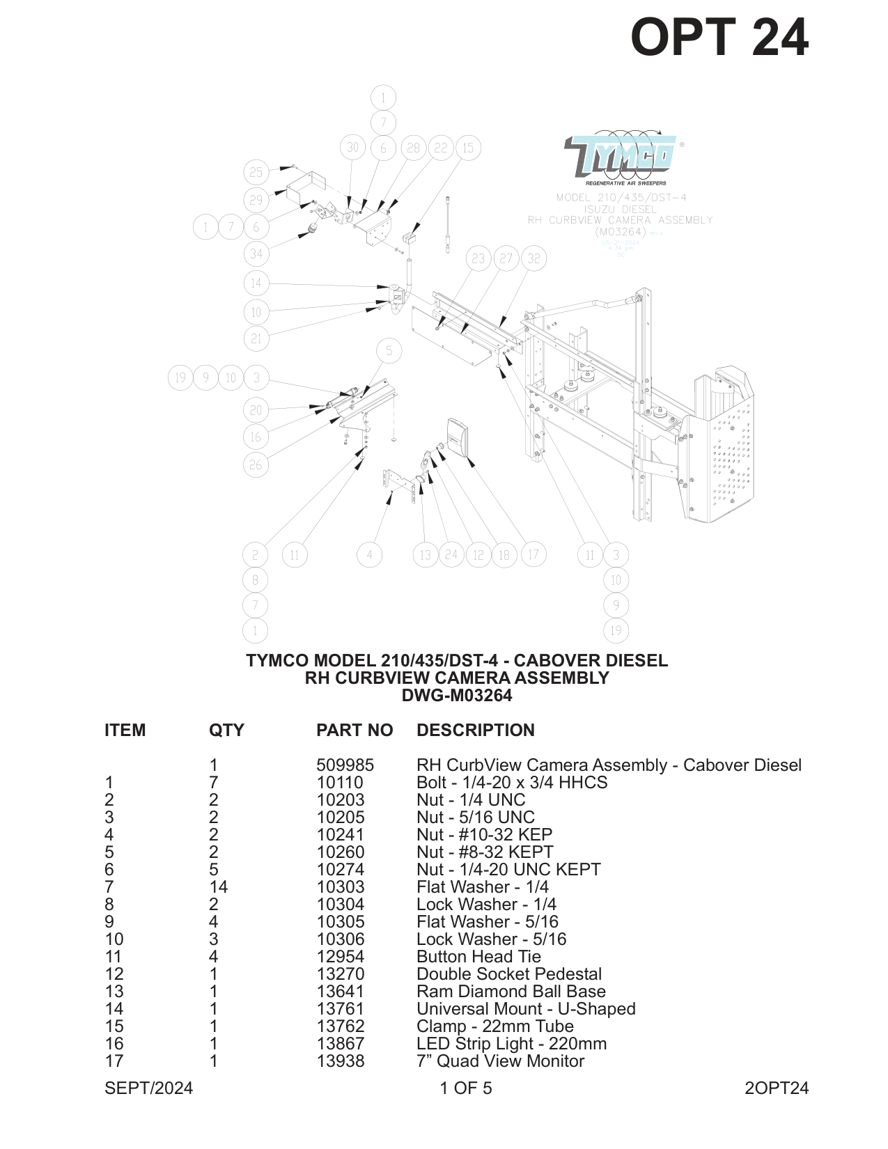 RH CURBVIEW CAMERA Assembly