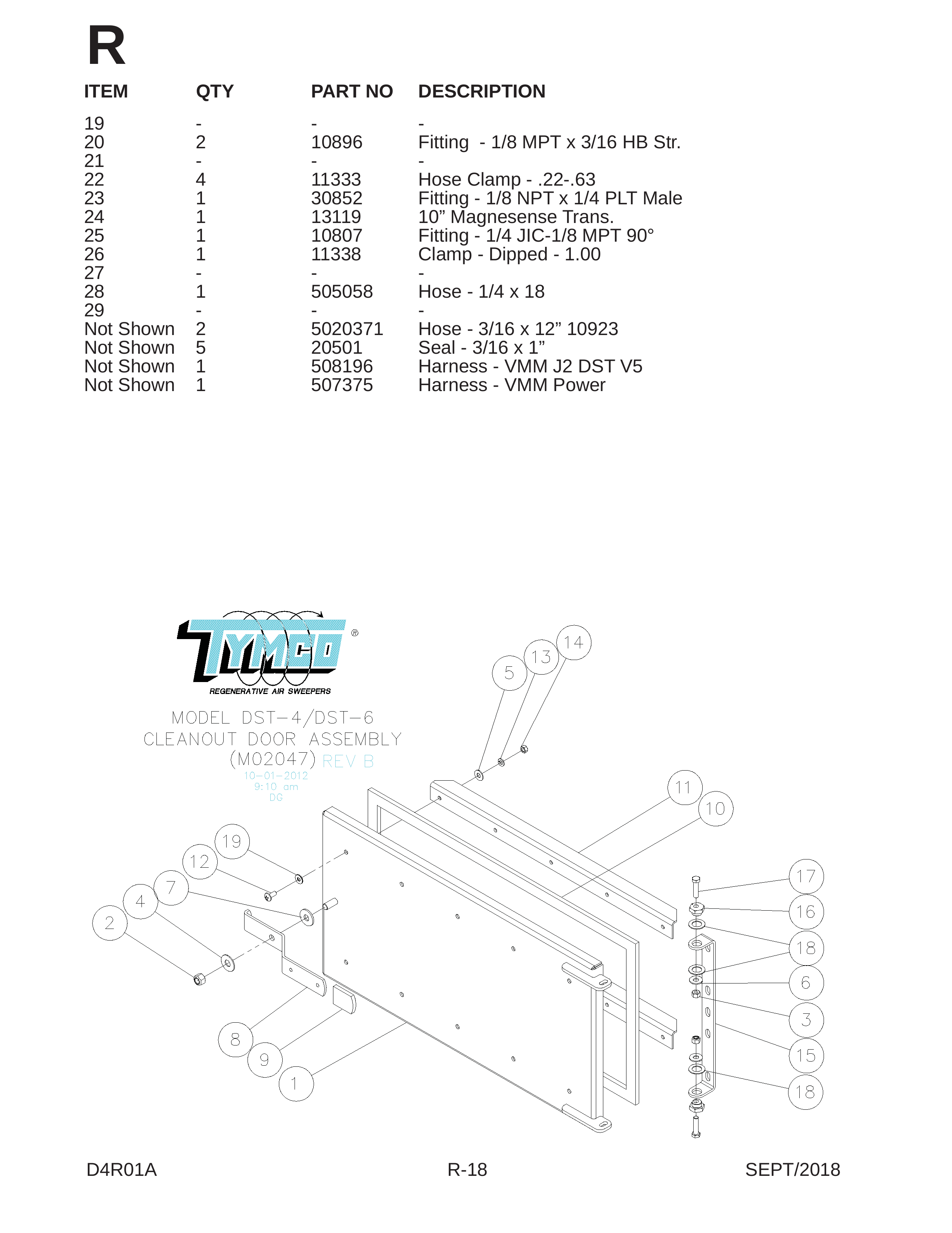 ITEM QTY PART NO DESCRIPTION