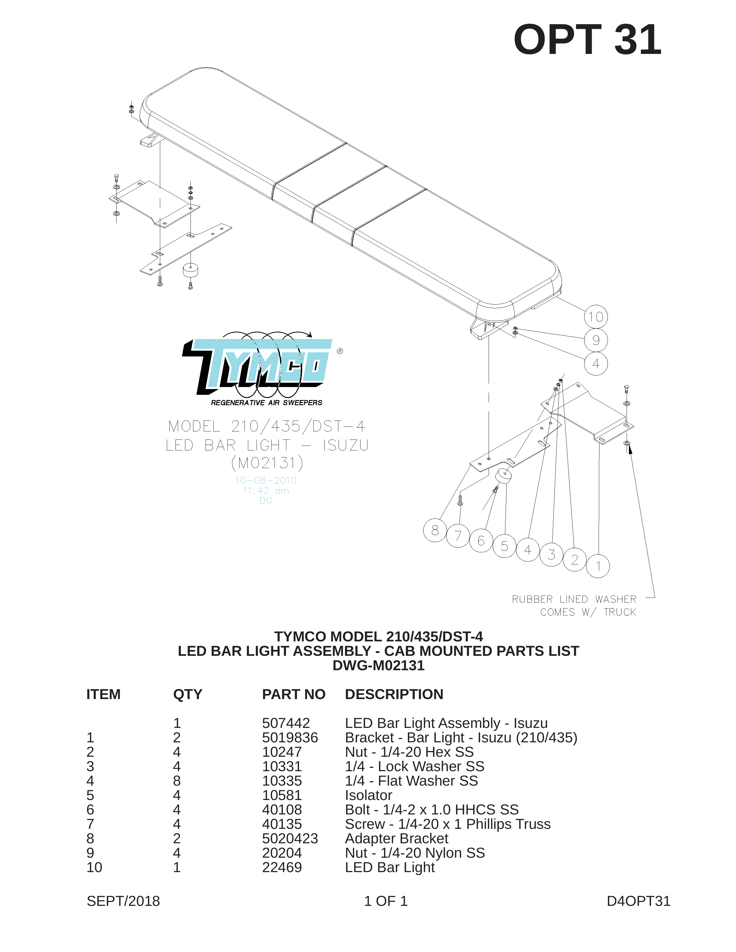 TYMCO MODEL 210/435/DST-4