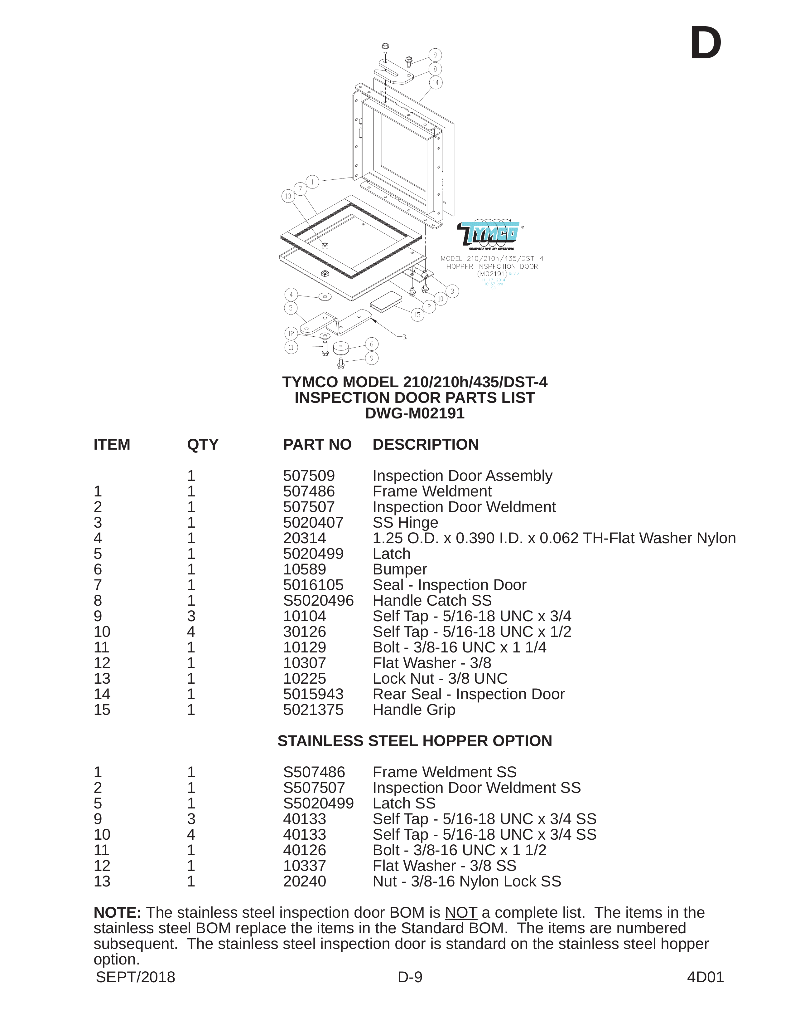 TYMCO MODEL 210/210h/435/DST-4