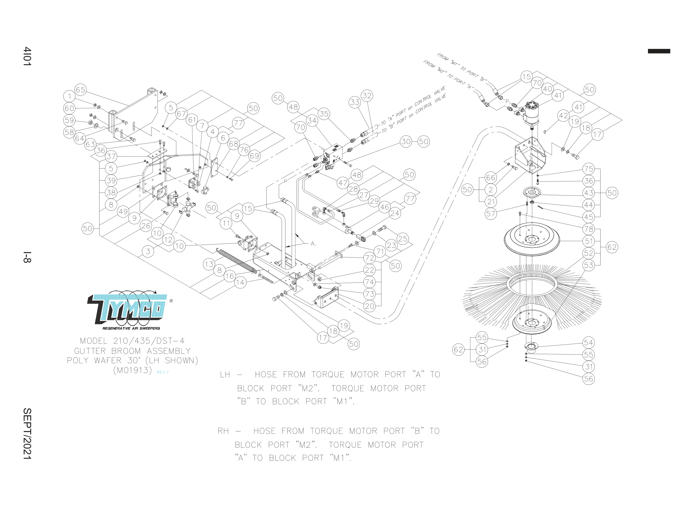 GUTTER BROOM ASSEMBLY - POLY WAFER 30°