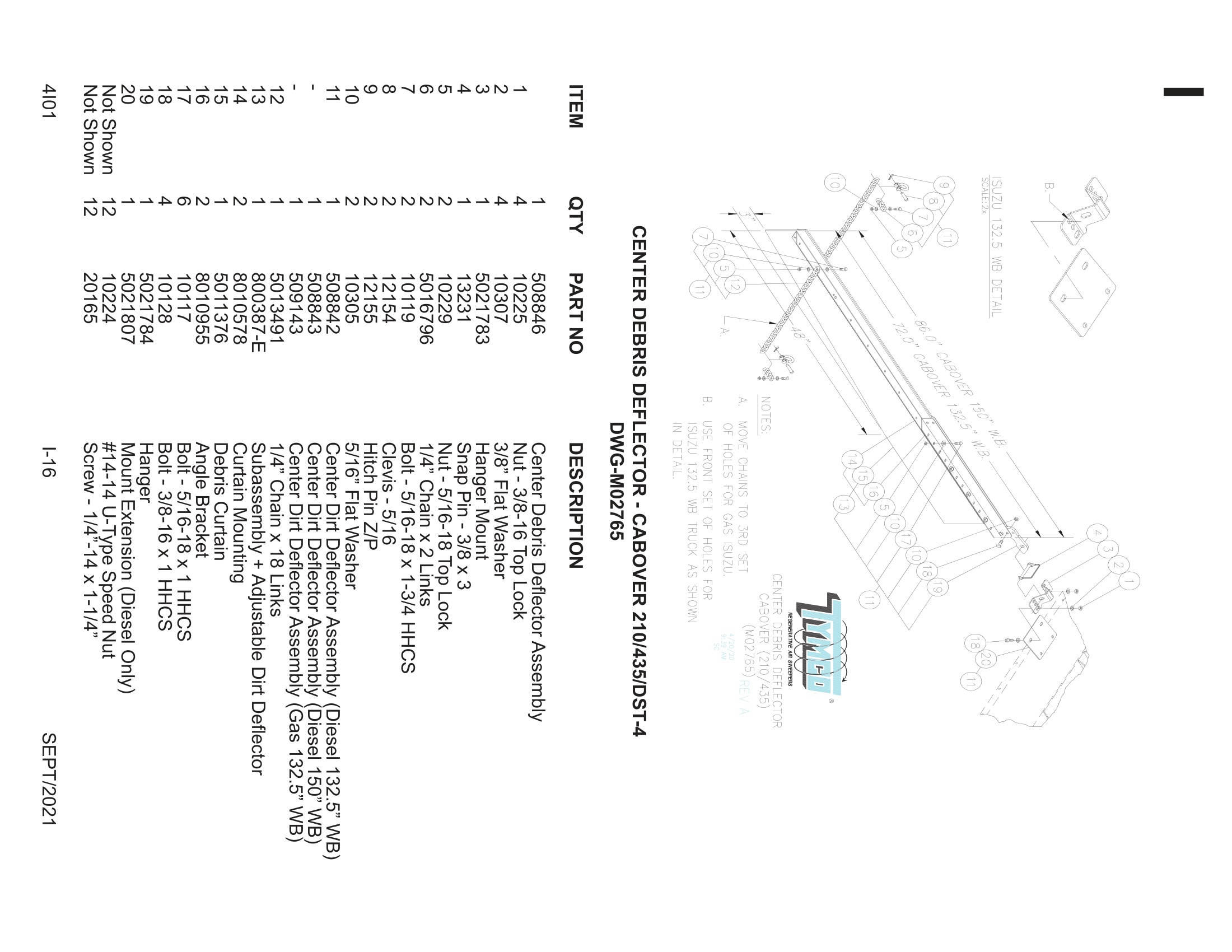 CENTER DEBRIS DEFLECTOR - CABOVER 210/435/DST-4