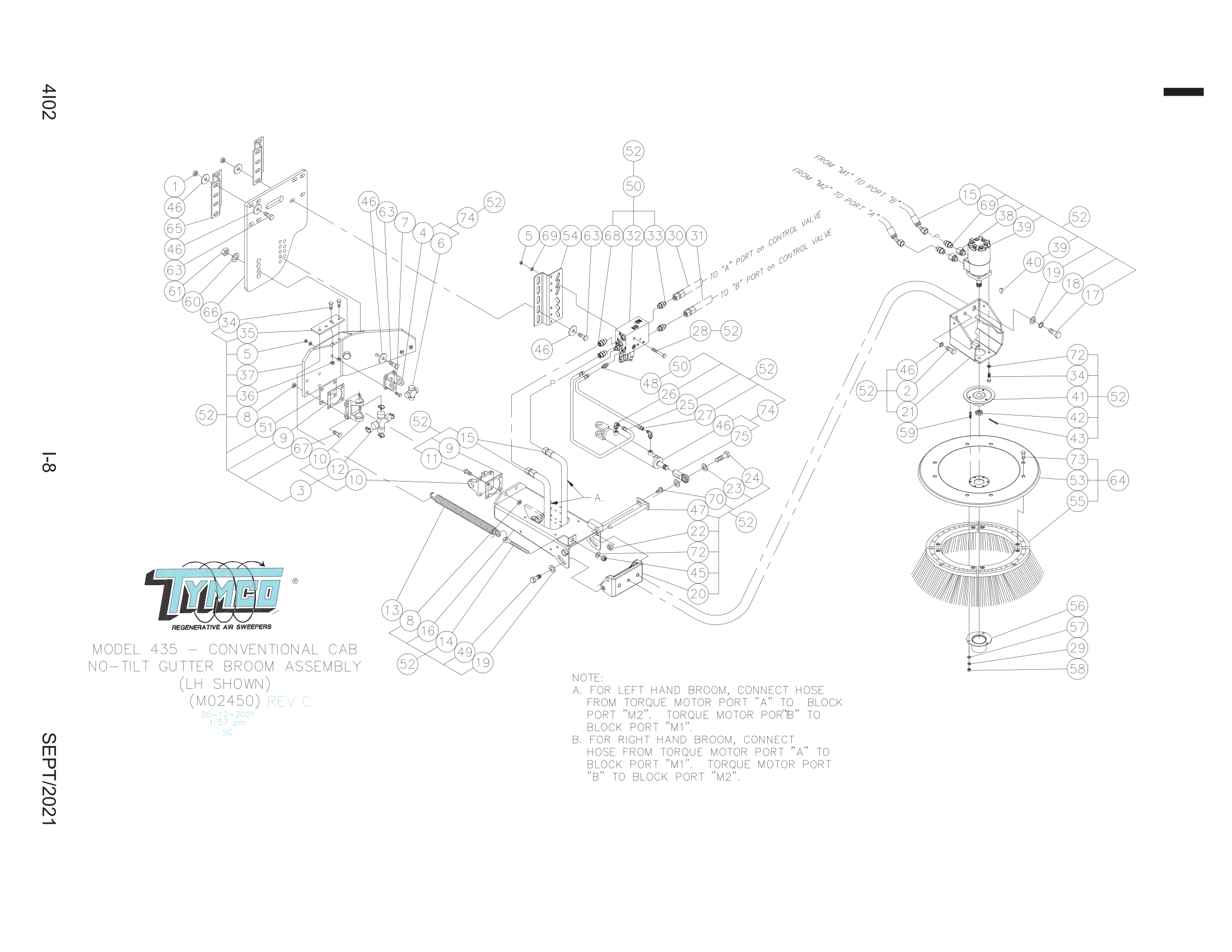 NO-TILT GUTTER BROOM ASSEMBLY