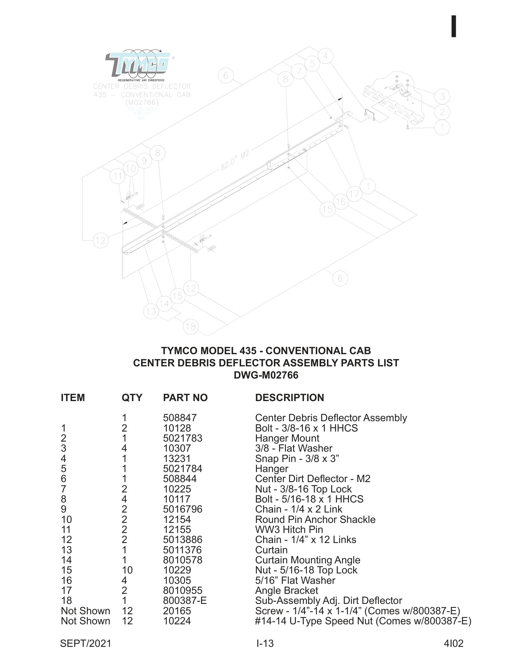CENTER DEBRIS DEFLECTOR ASSEMBLY