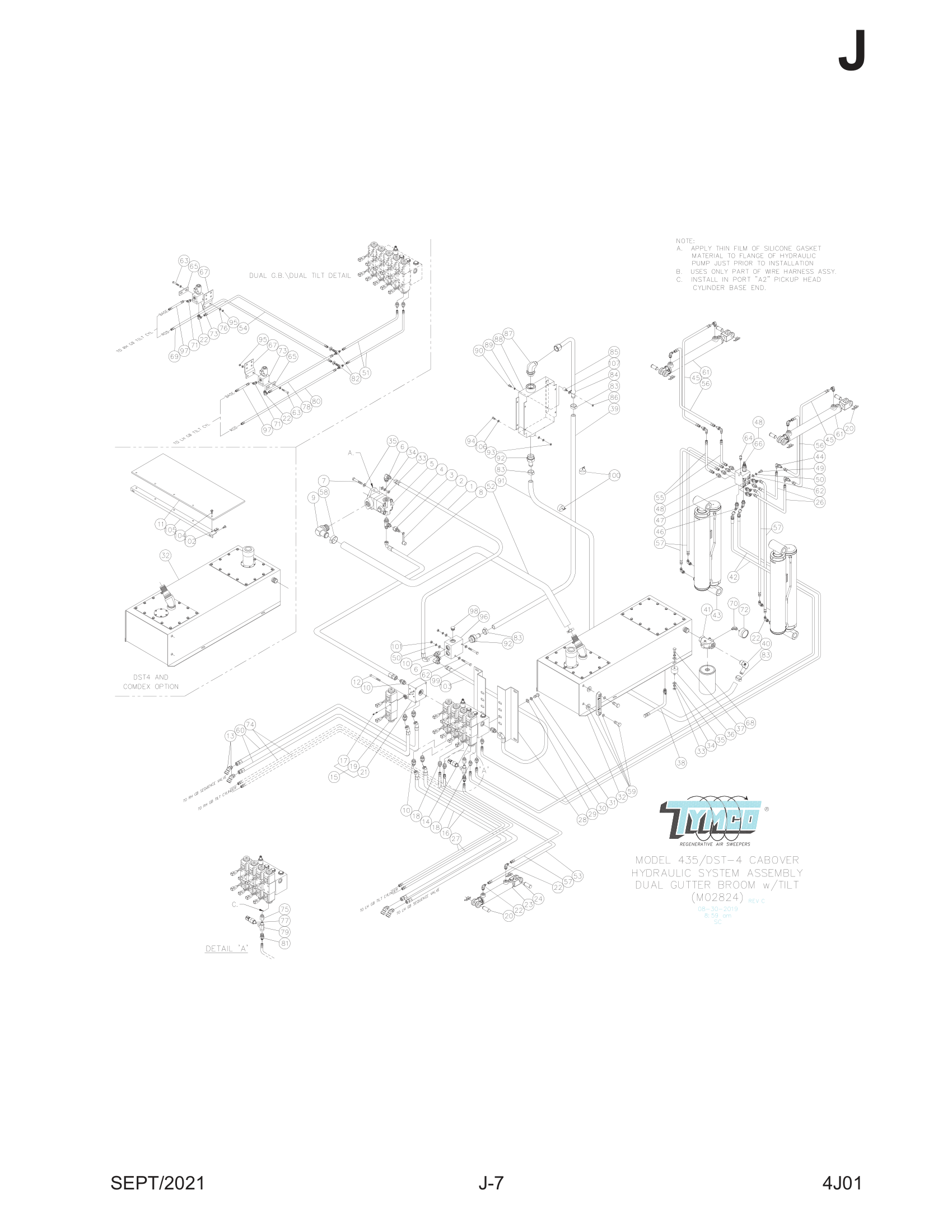 HYDRAULIC SYSTEM - DUAL GUTTER BROOM w/TILT