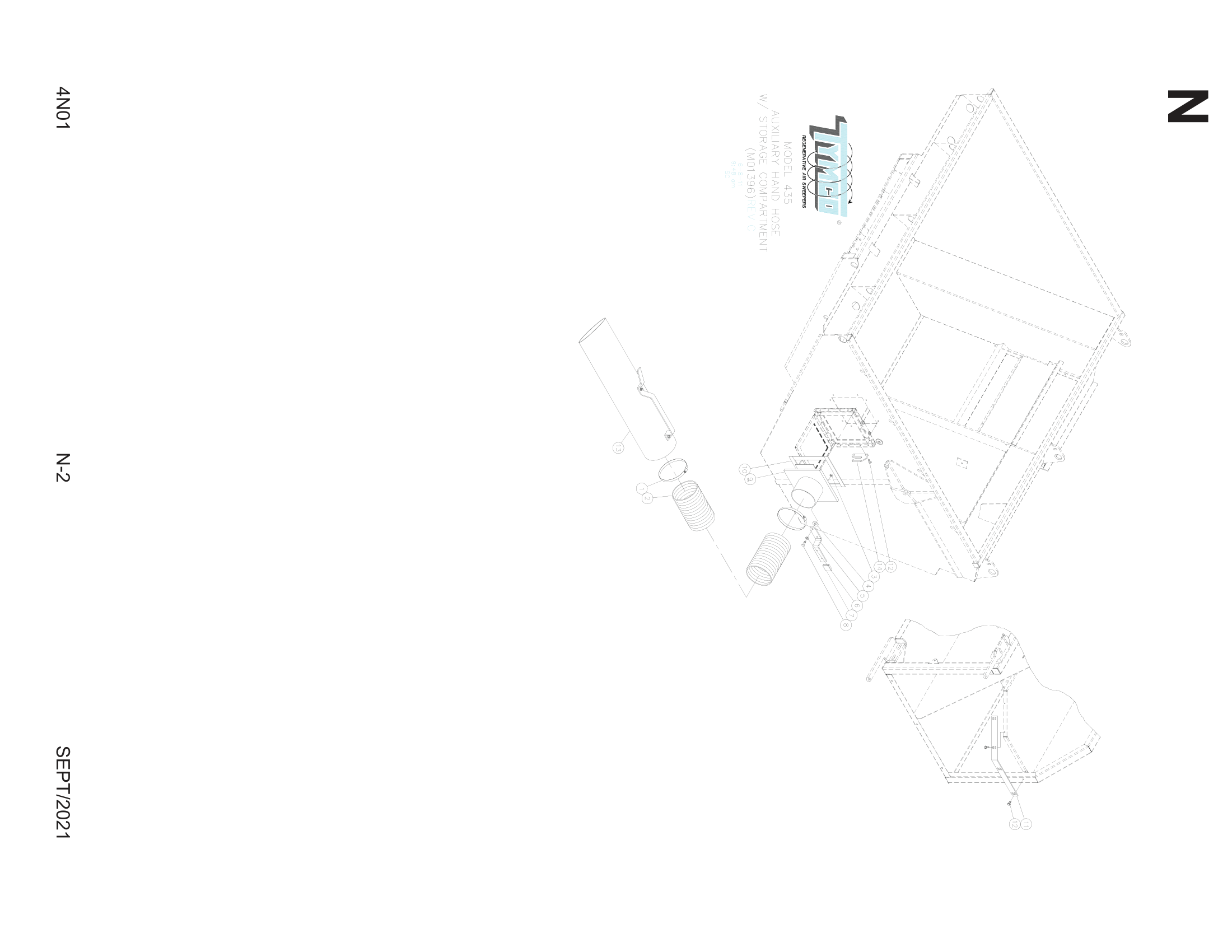 AUXILIARY HAND HOSE ASSEMBLY W/ STORAGE COMPARTMENT PART LIST