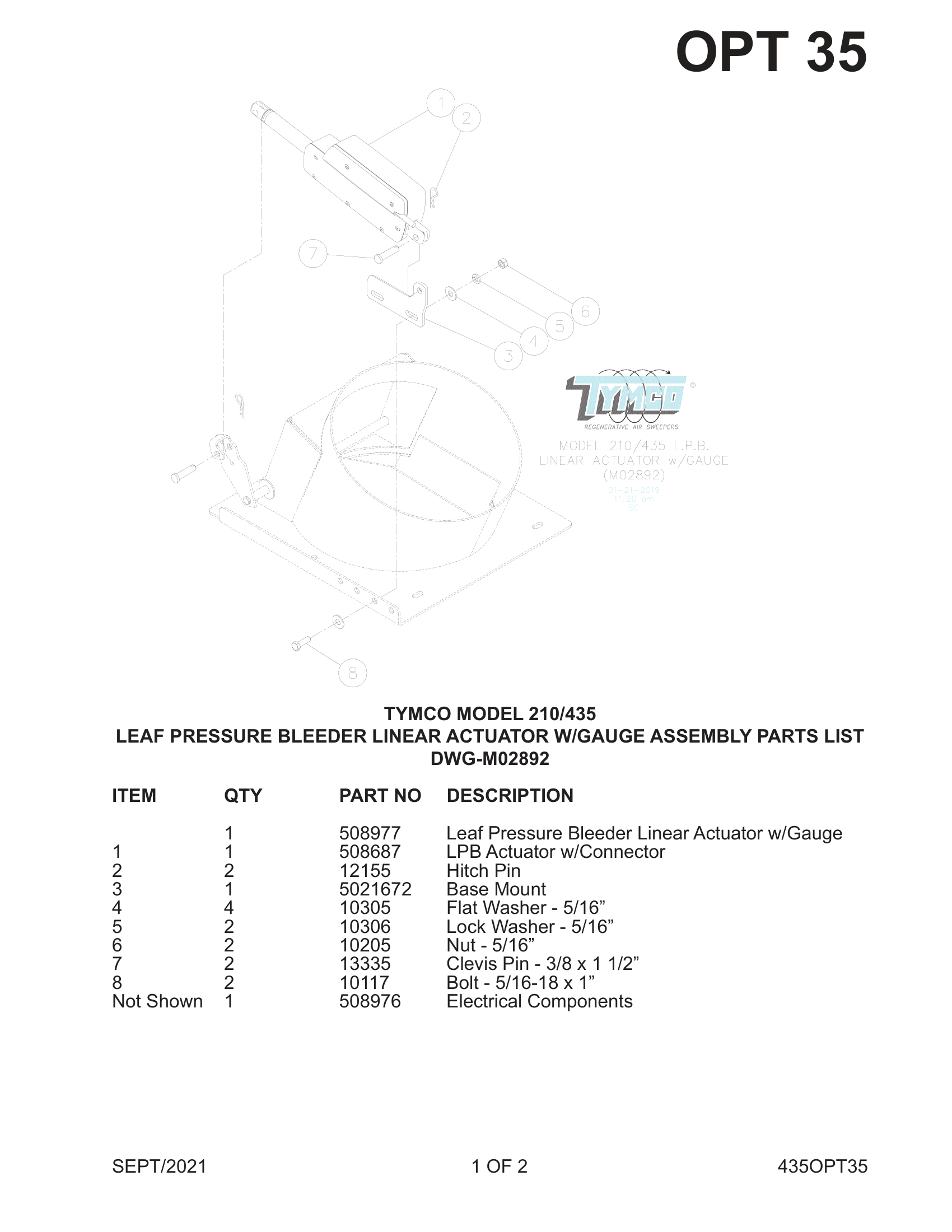 LEAF PRESSURE BLEEDER LINEAR ACTUATOR W/GAUGE ASSEMBLY