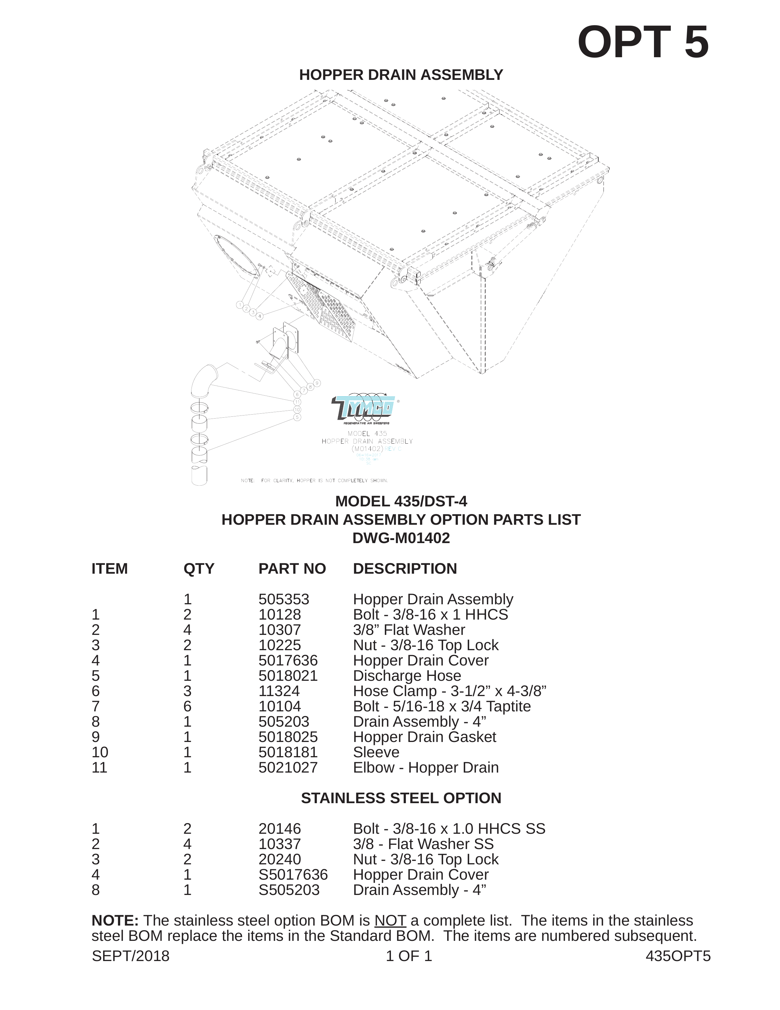 HOPPER DRAIN ASSEMBLY