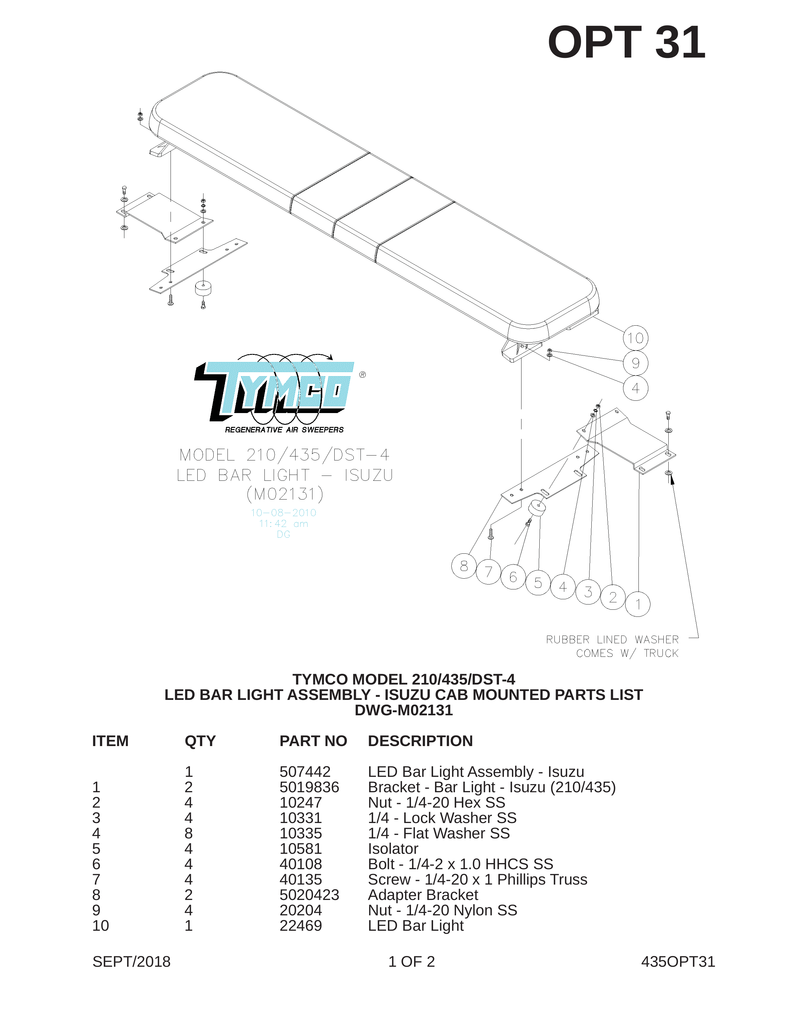 TYMCO MODEL 210/435/DST-4