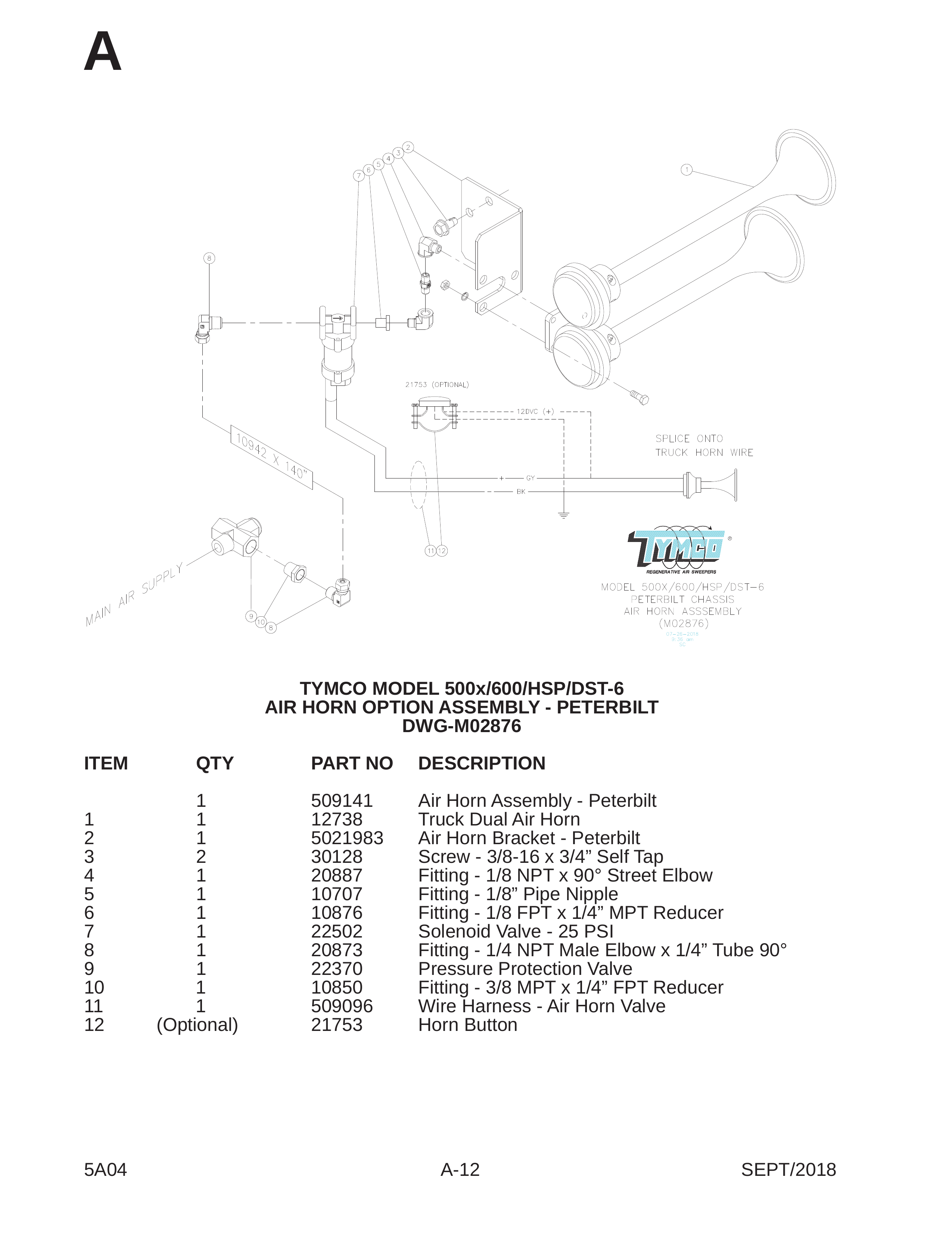 TYMCO MODEL 500x/600/HSP/DST-6