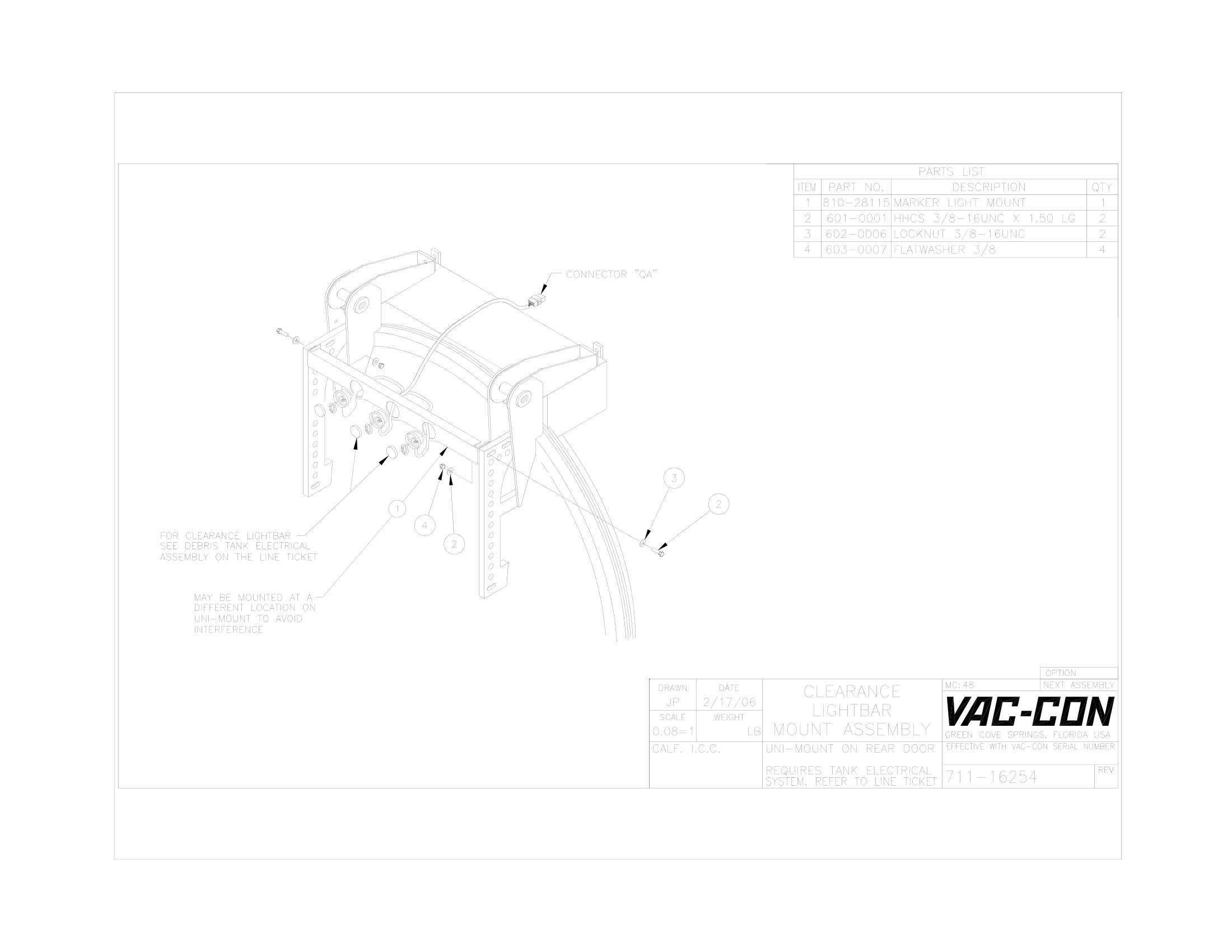 Rear Intake Hose Installation (used with slew ring mount boom), 8” (optional)