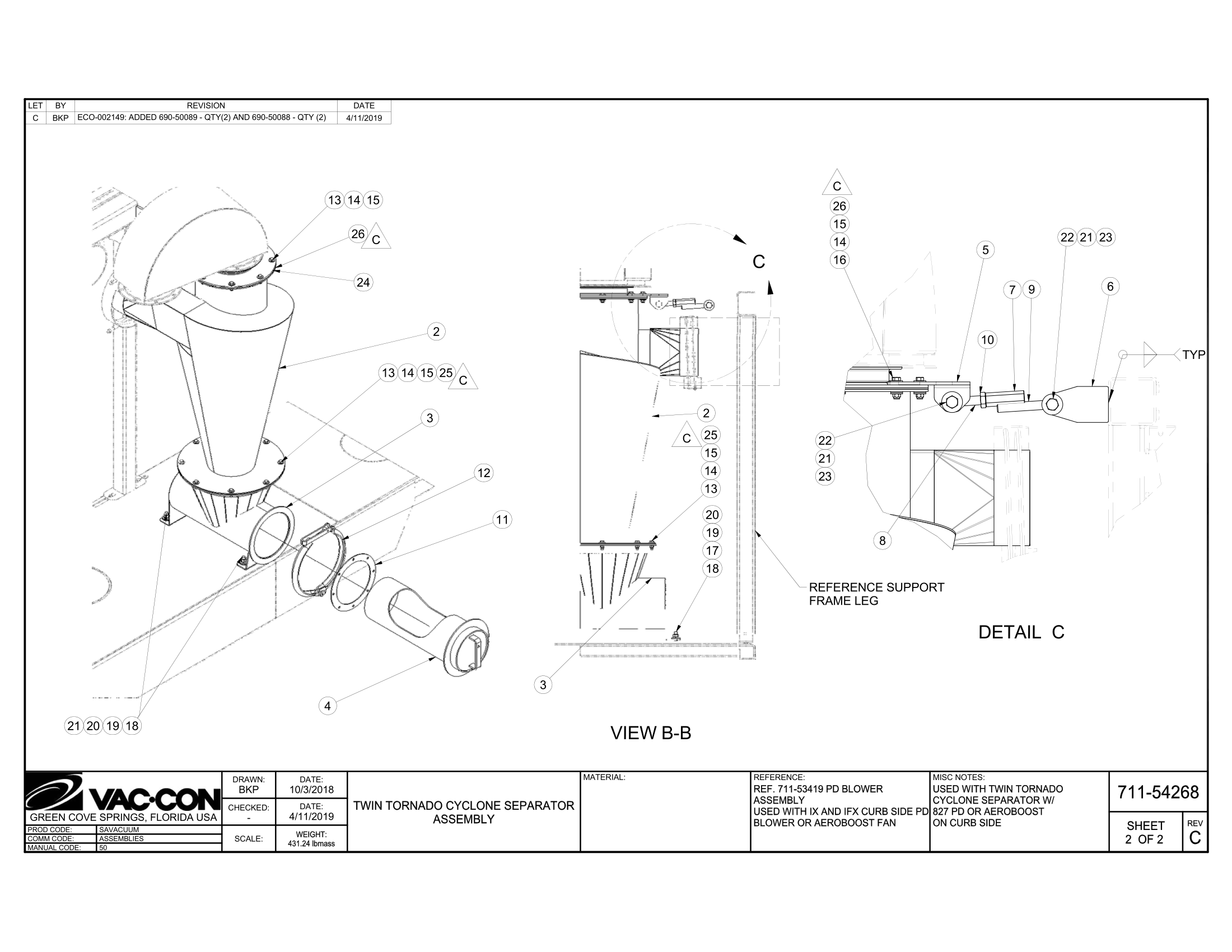 Gutter Broom Outer Linkage (with remote tilt) Assembly