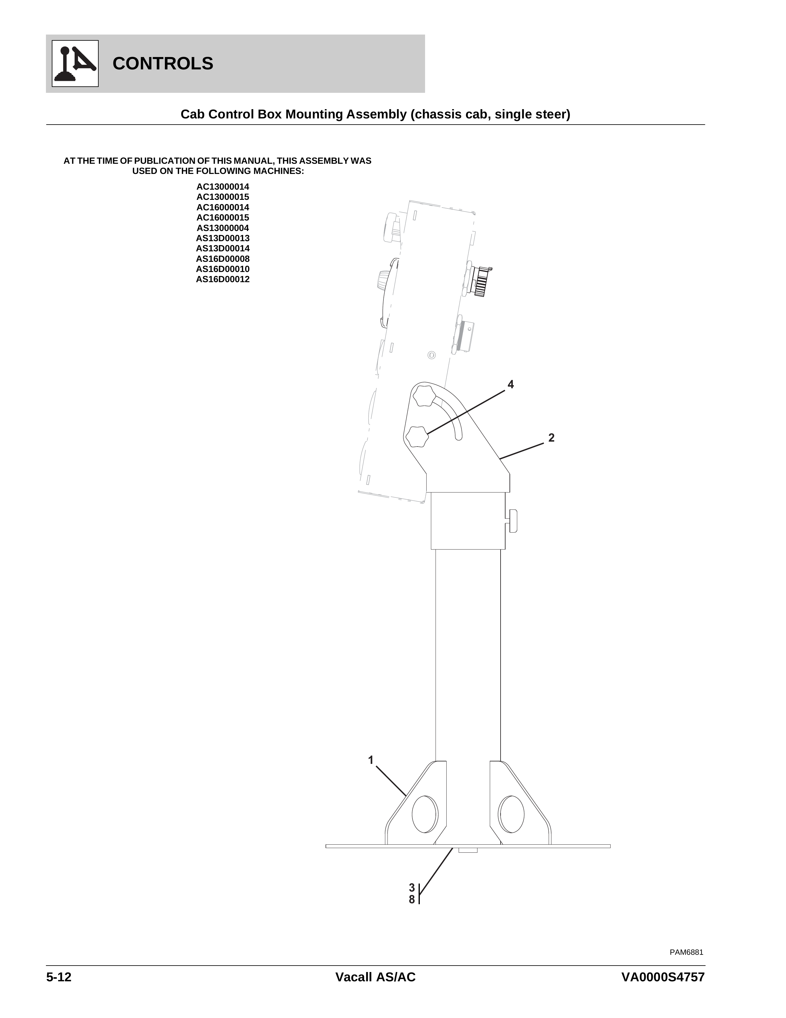 Cab Control Box Mounting Assembly (chassis cab, single steer)