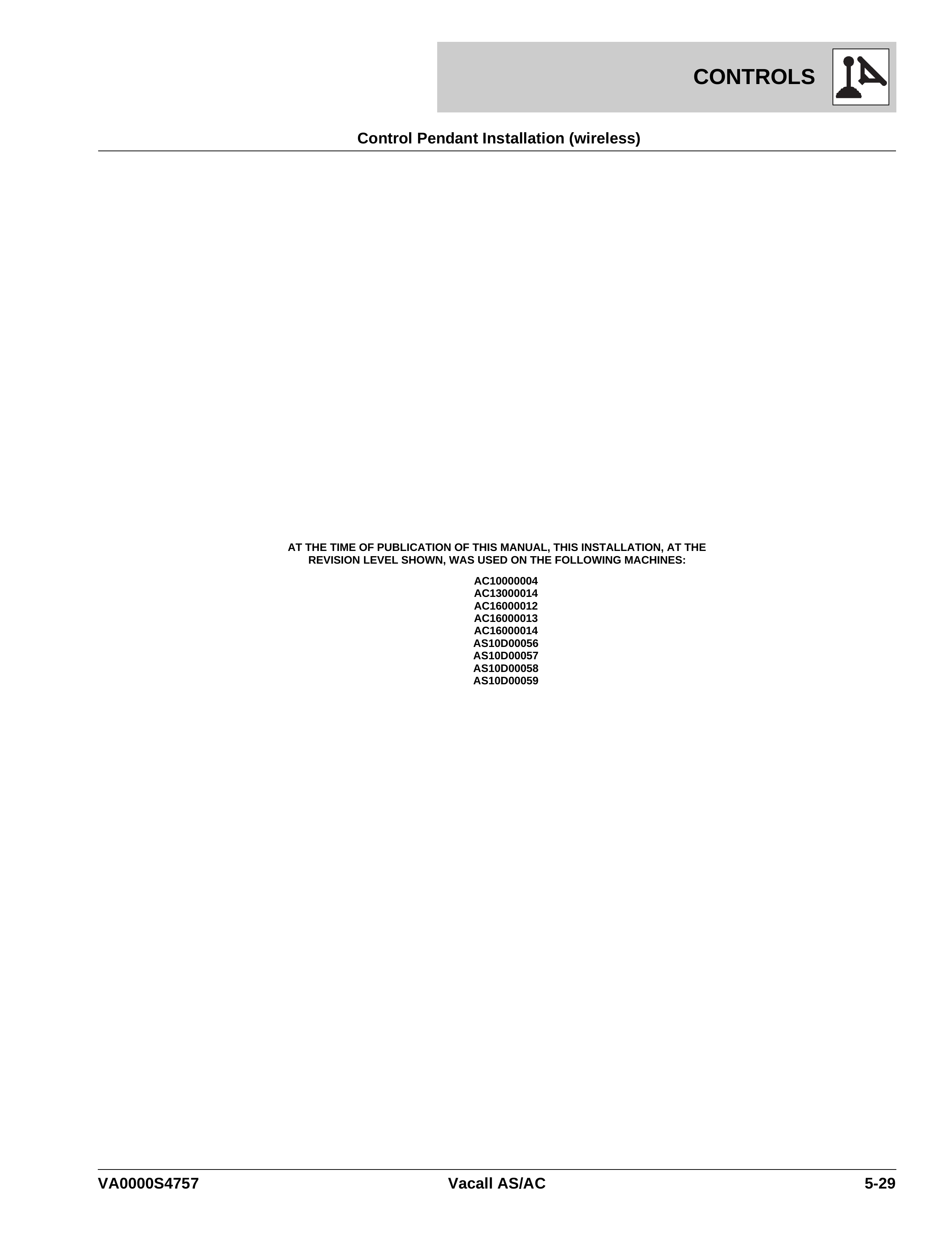 Control Pendant Installation (wireless)