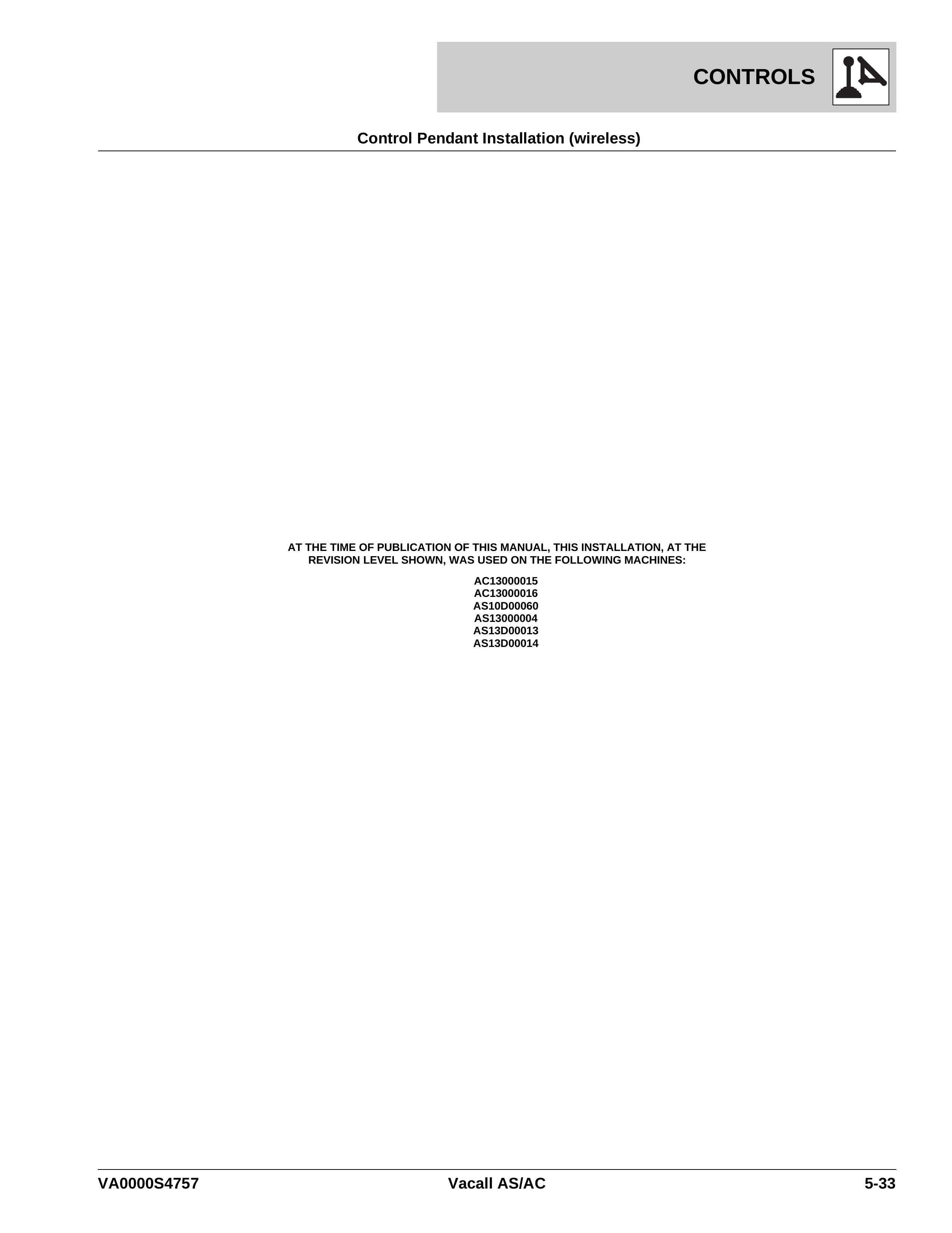 Control Pendant Installation (wireless)