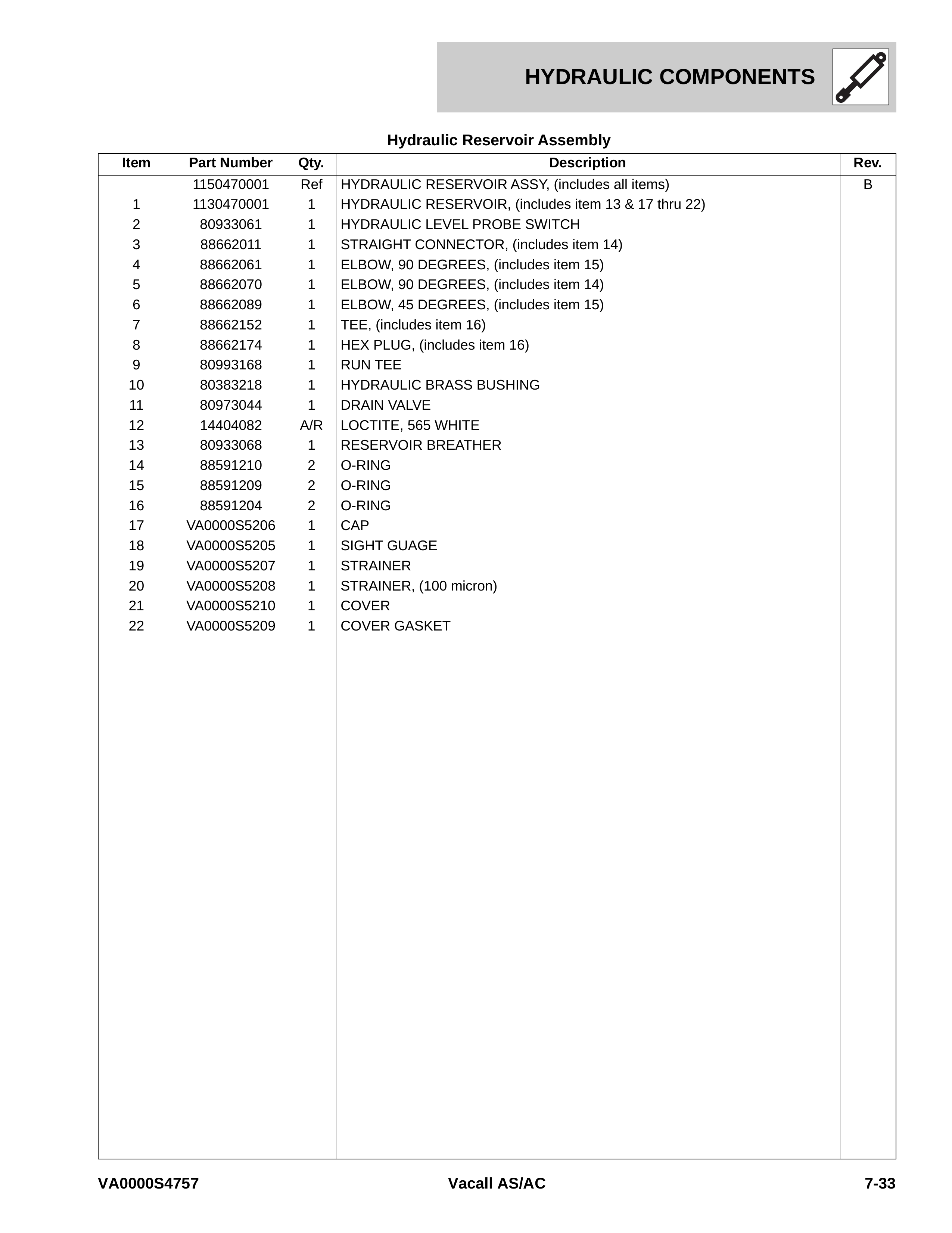 Hydraulic Reservoir Assembly