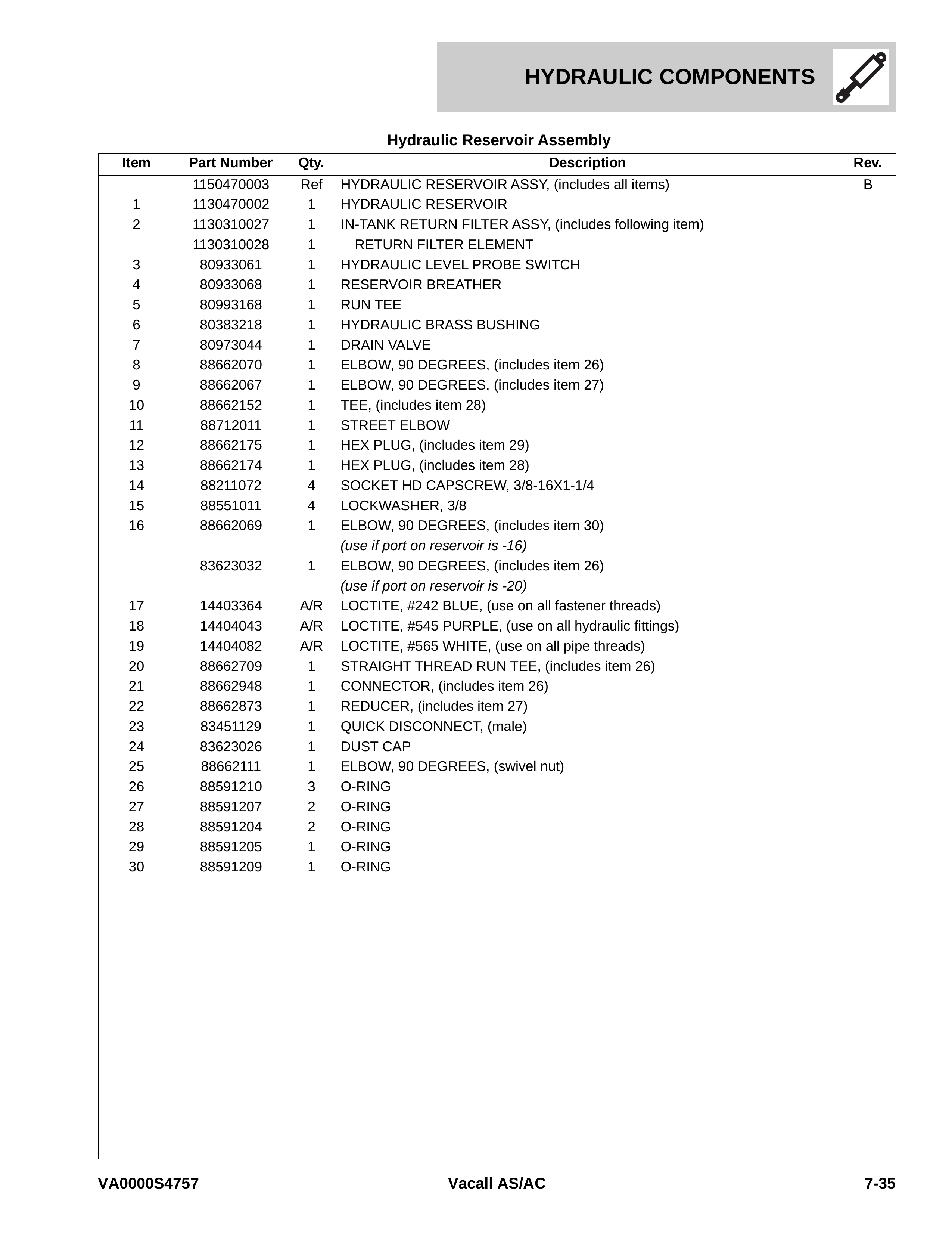 Hydraulic Reservoir Assembly