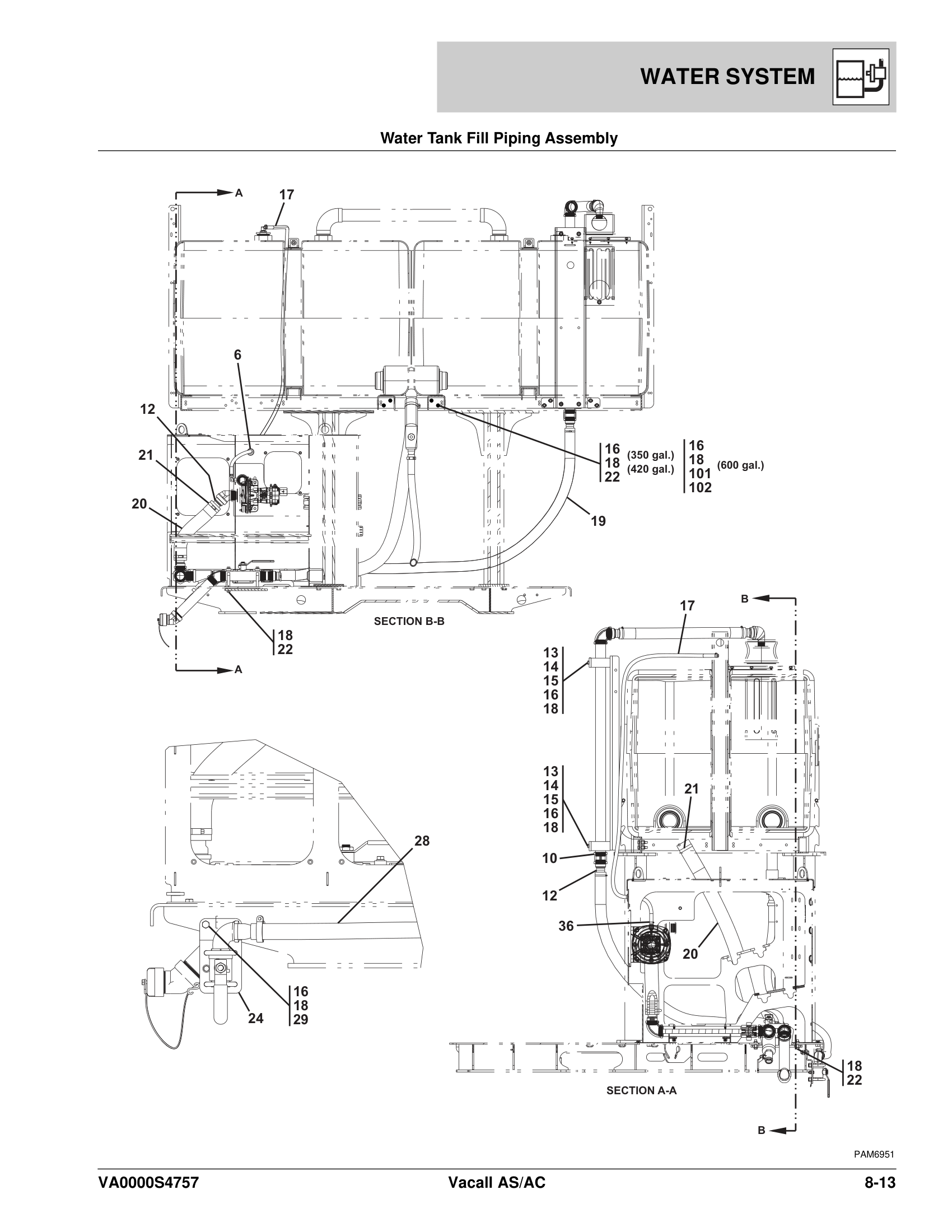 Water Tank Fill Piping Assembly