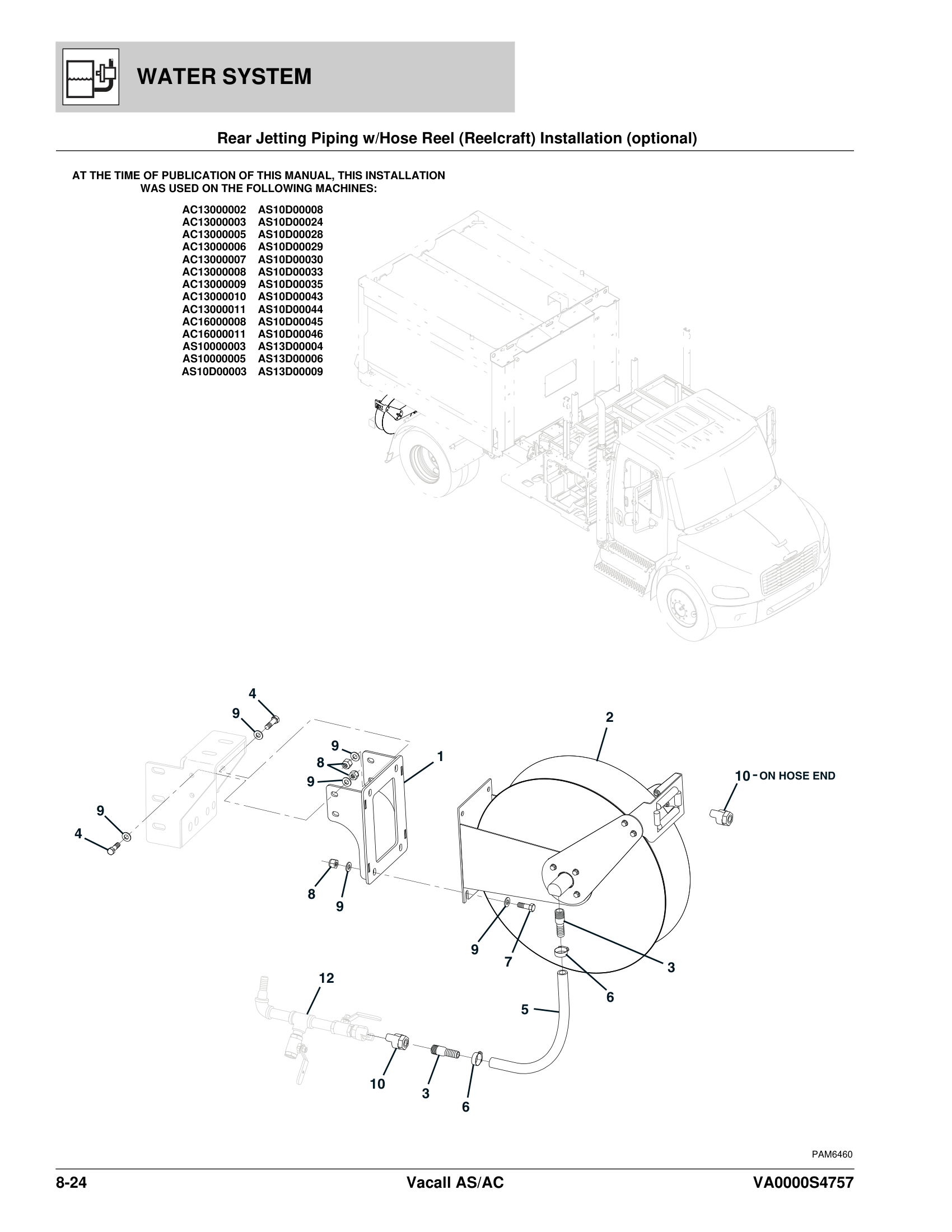 Rear Jetting Piping w/Hose Reel (Reelcraft) Installation (optional)