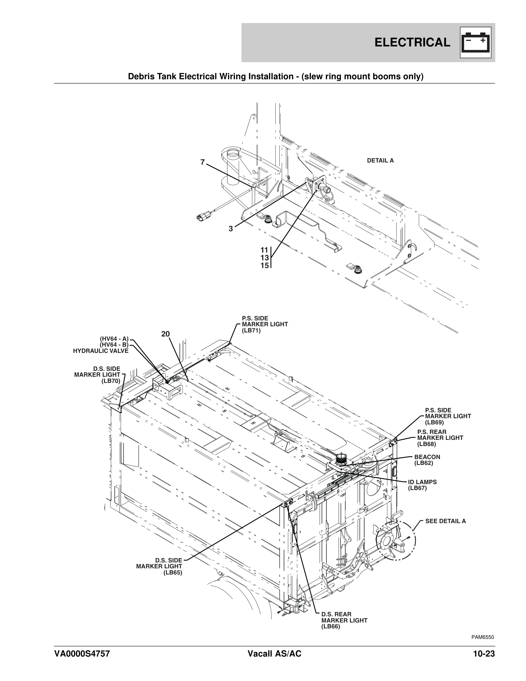 Debris Tank Electrical Wiring Installation - (slew ring mount booms only)