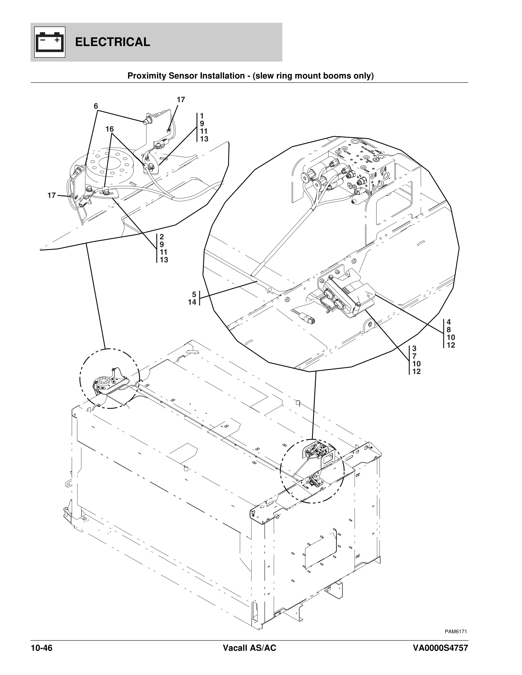 Proximity Sensor Installation - (slew ring mount booms only)