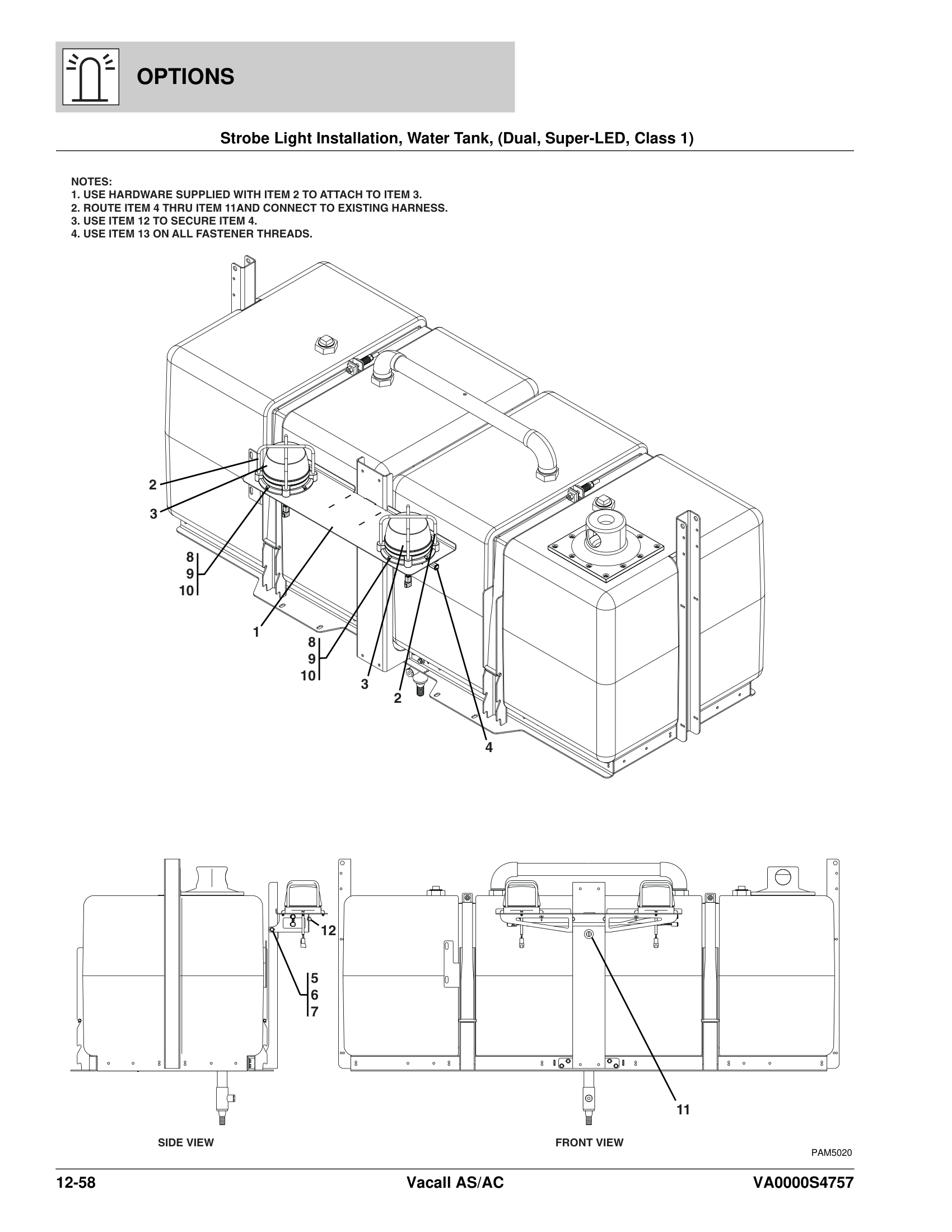 Strobe Light Installation, Water Tank, (Dual, Super-LED, Class 1)
